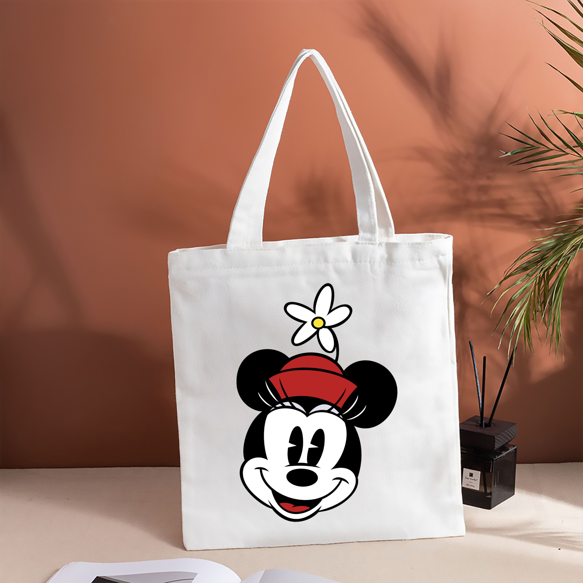 ミッキーマウス Mickey Mouse 縦型キャンバス生地手提げバッグ　トートバッグ