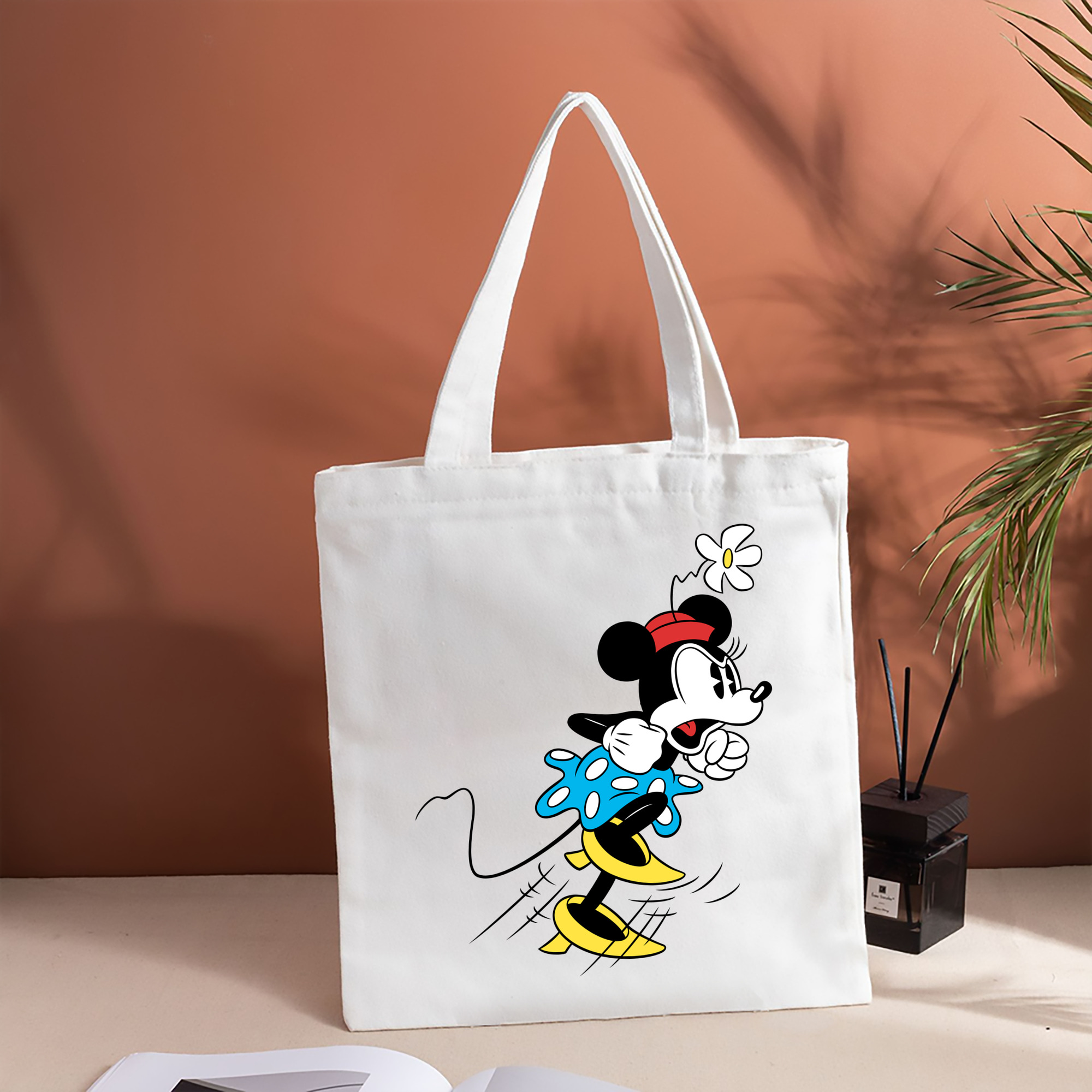 ミッキーマウス Mickey Mouse 縦型キャンバス生地手提げバッグ　トートバッグ