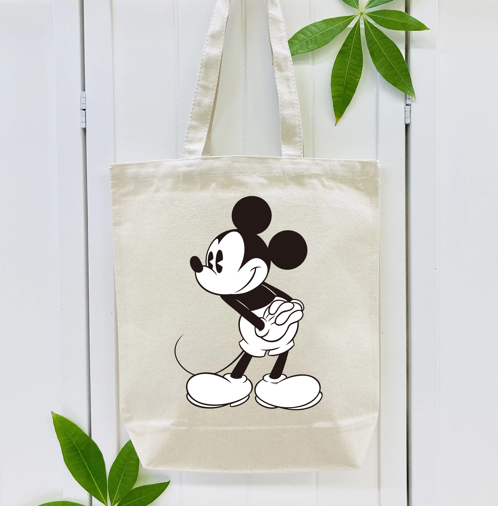 ミッキーマウス Mickey Mouse 縦型キャンバス生地手提げバッグ　トートバッグ