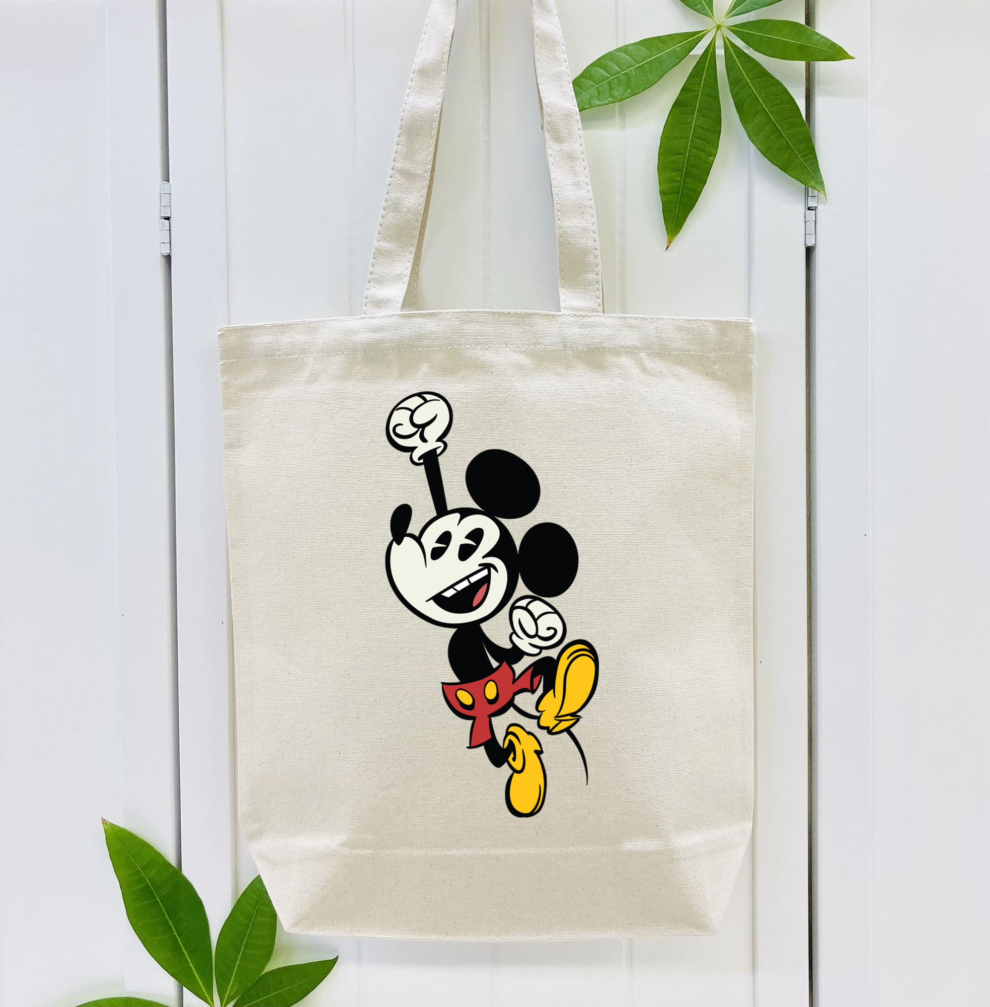 ミッキーマウス Mickey Mouse 縦型キャンバス生地手提げバッグ　トートバッグ