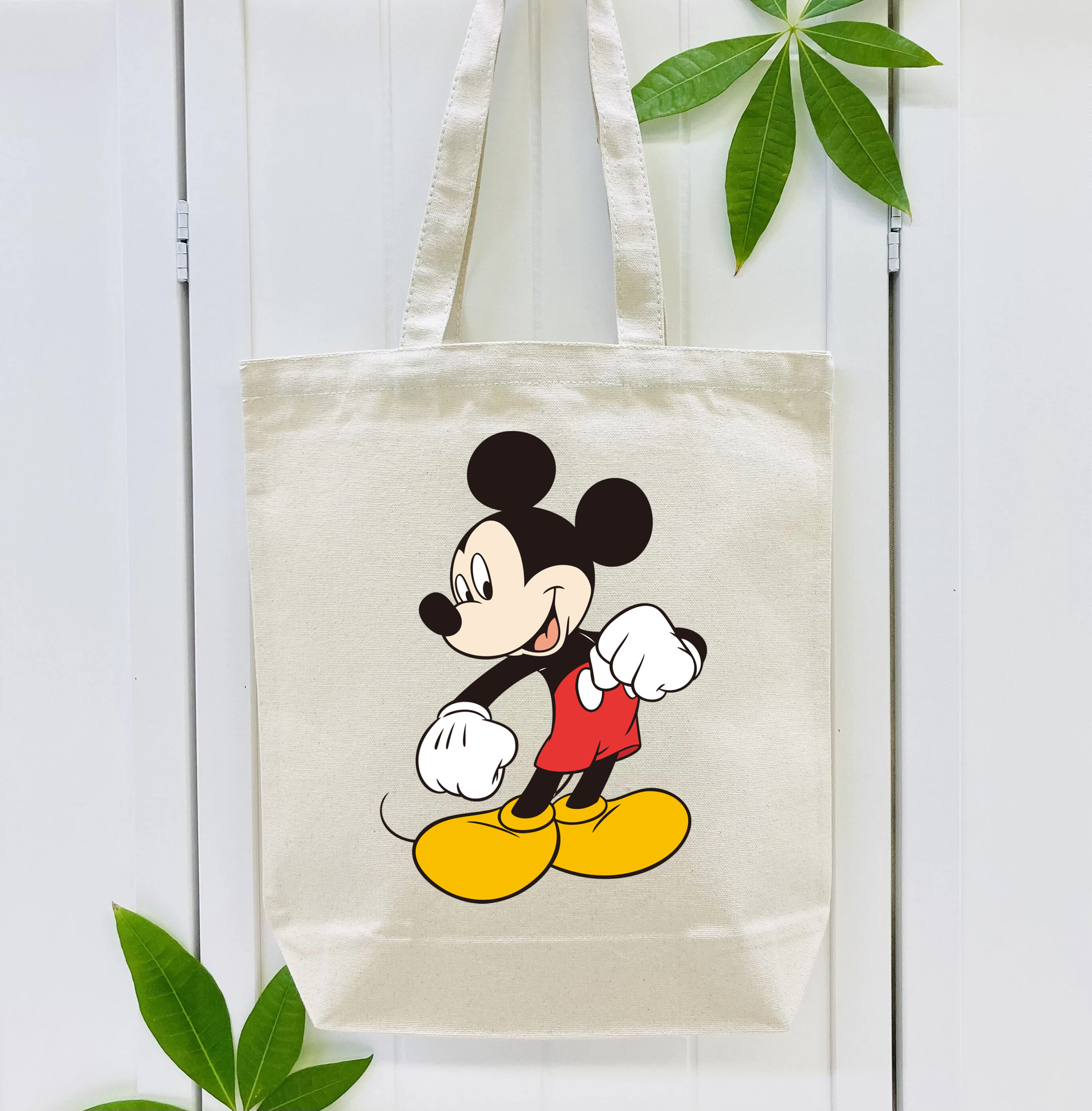 ミッキーマウス Mickey Mouse 縦型キャンバス生地手提げバッグ　トートバッグ