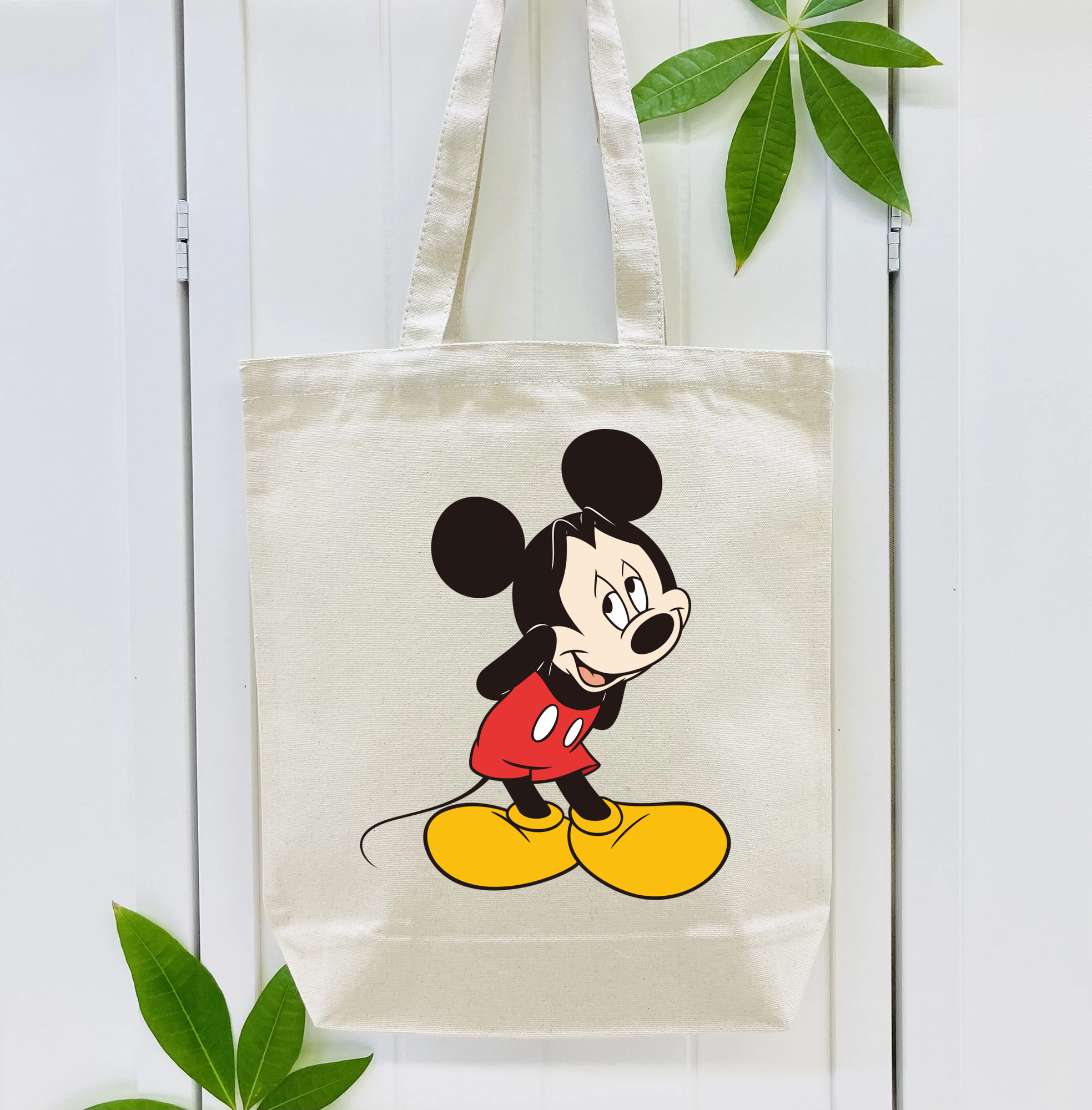ミッキーマウス Mickey Mouse 縦型キャンバス生地手提げバッグ　トートバッグ