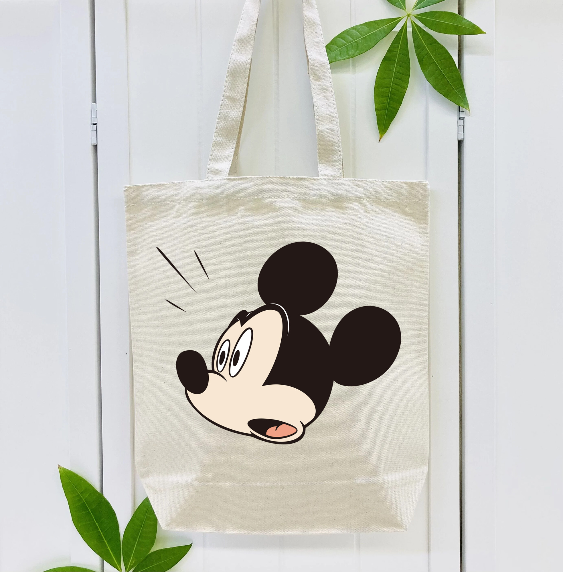 ミッキーマウス Mickey Mouse 縦型キャンバス生地手提げバッグ　トートバッグ