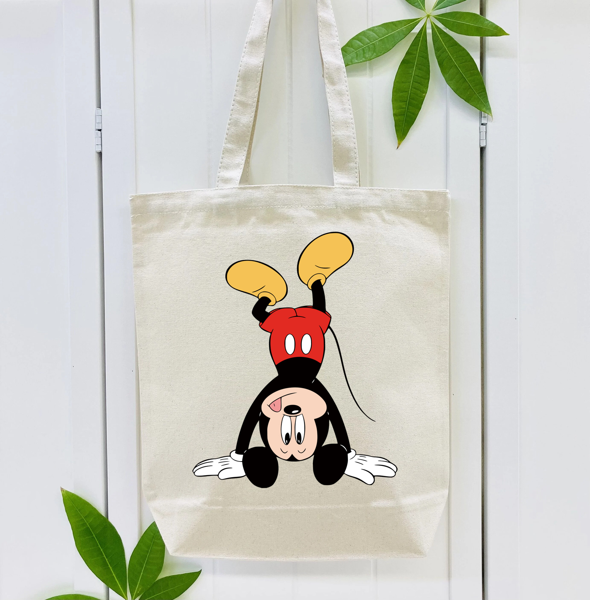 ミッキーマウス Mickey Mouse 縦型キャンバス生地手提げバッグ　トートバッグ