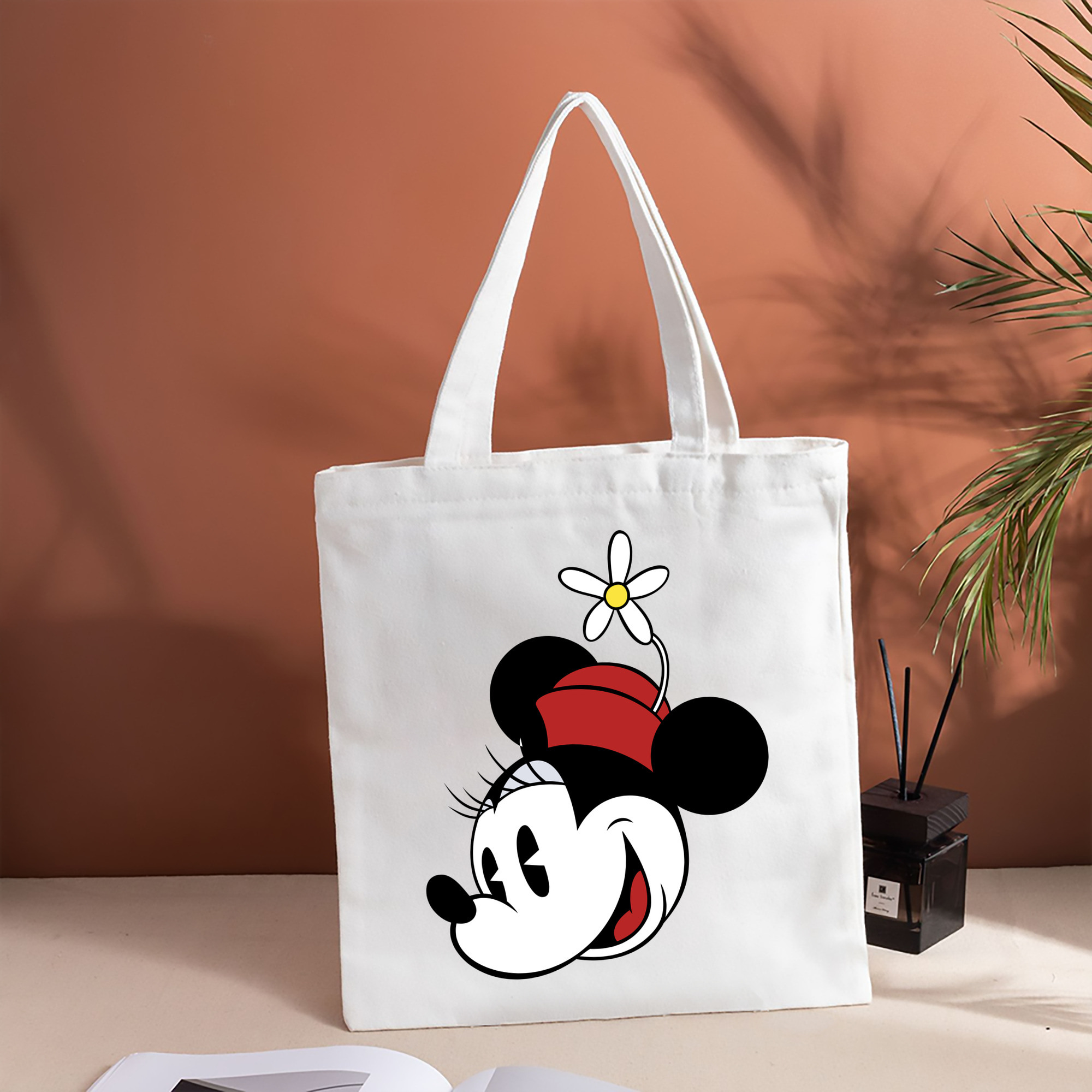 ミッキーマウス Mickey Mouse 縦型キャンバス生地手提げバッグ　トートバッグ