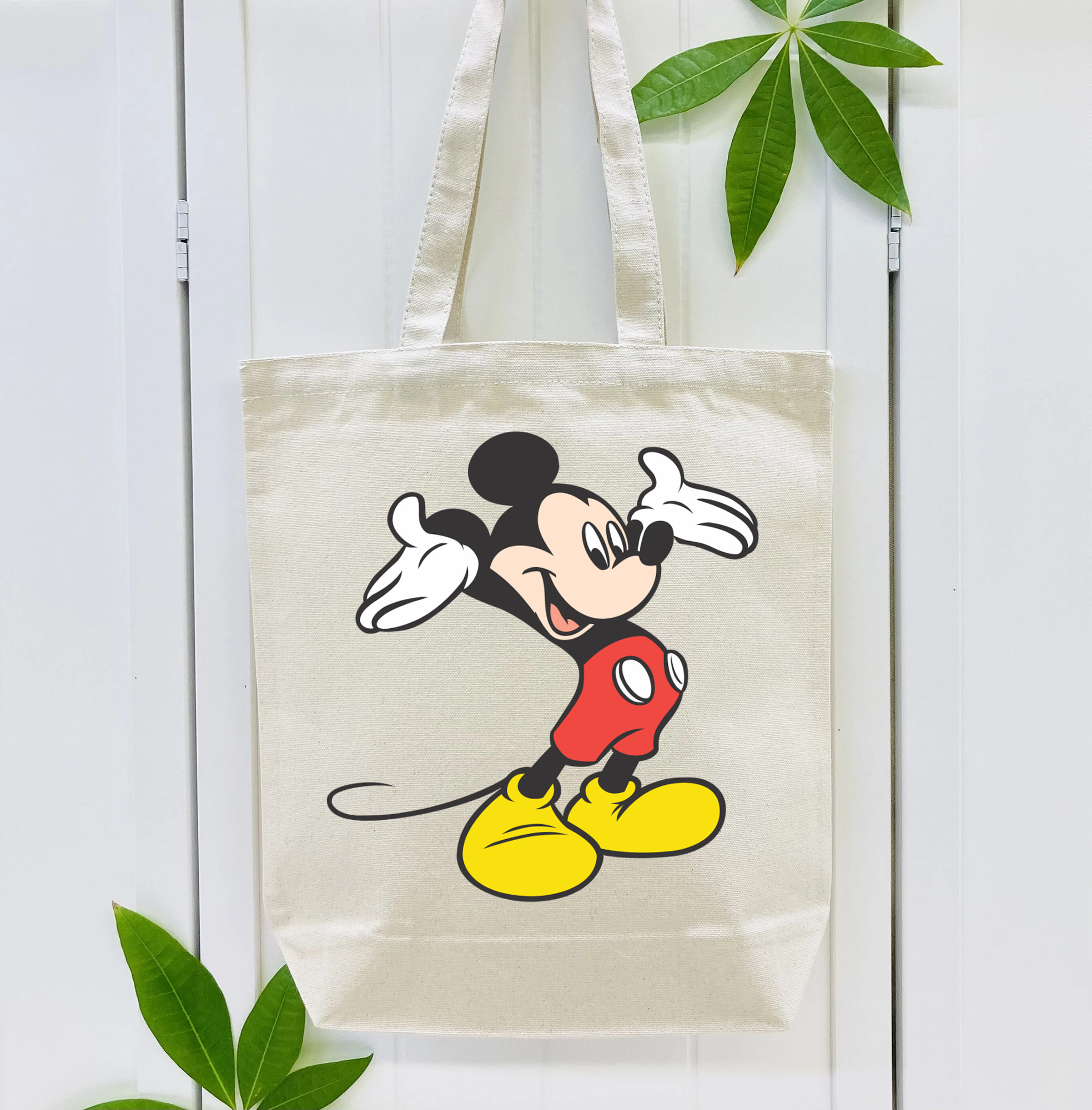 ミッキーマウス Mickey Mouse 縦型キャンバス生地手提げバッグ　トートバッグ