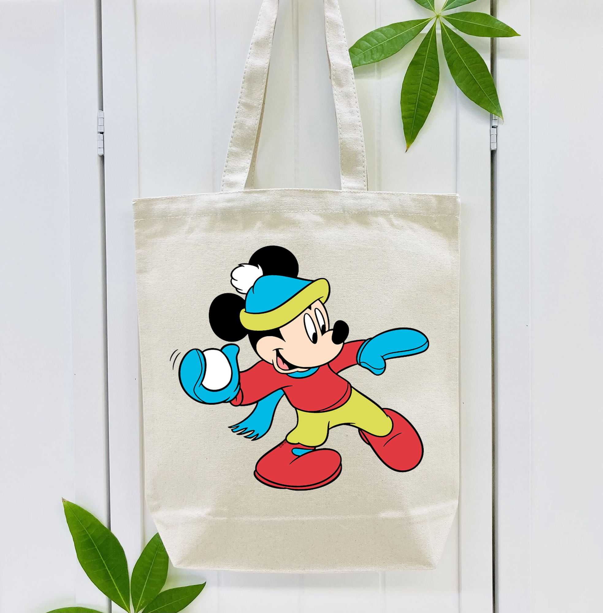 ミッキーマウス Mickey Mouse 縦型キャンバス生地手提げバッグ　トートバッグ