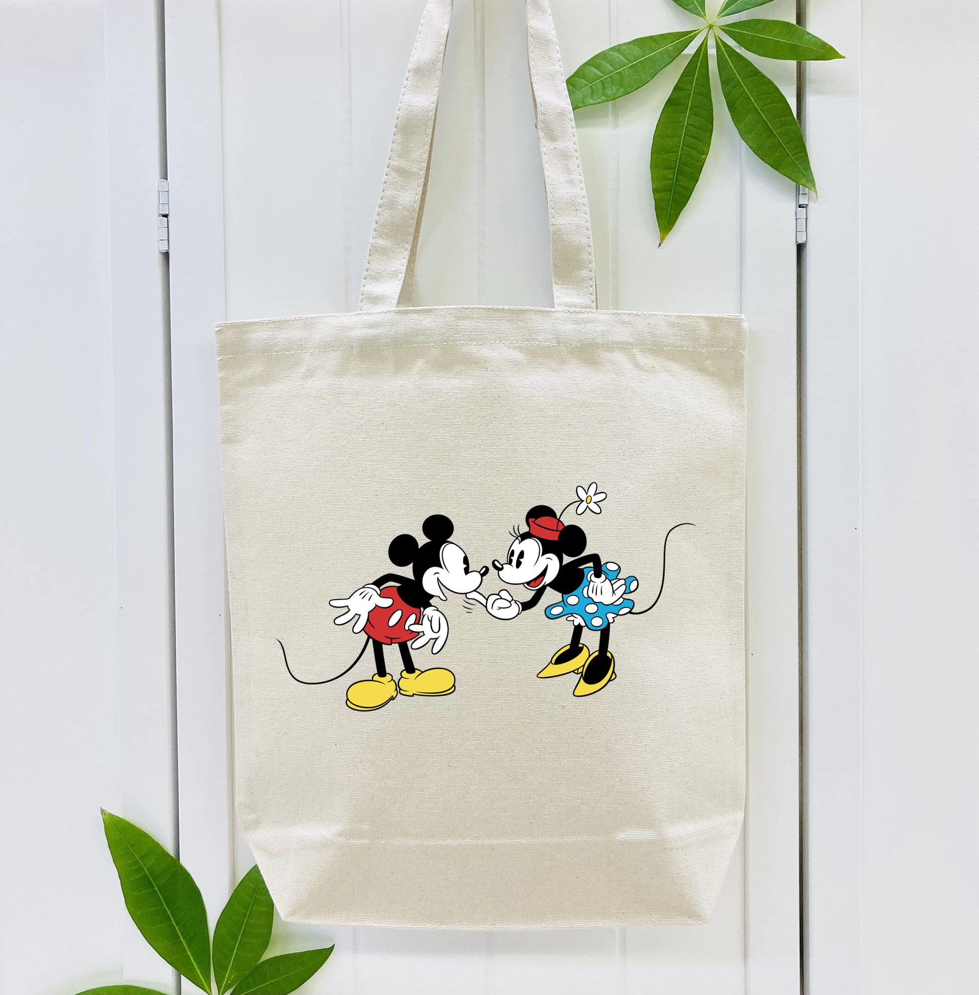 ミッキーマウス Mickey Mouse 縦型キャンバス生地手提げバッグ　トートバッグ