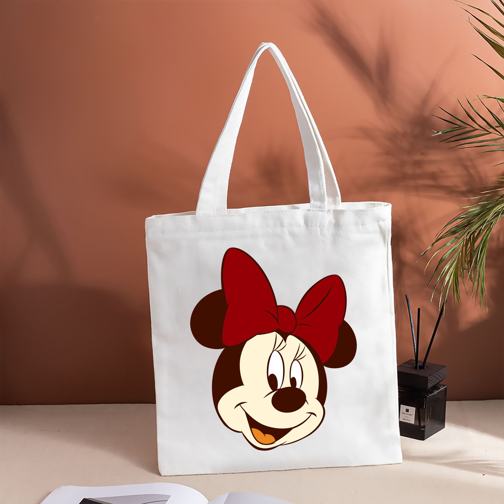 ミッキーマウス Mickey Mouse 縦型キャンバス生地手提げバッグ　トートバッグ