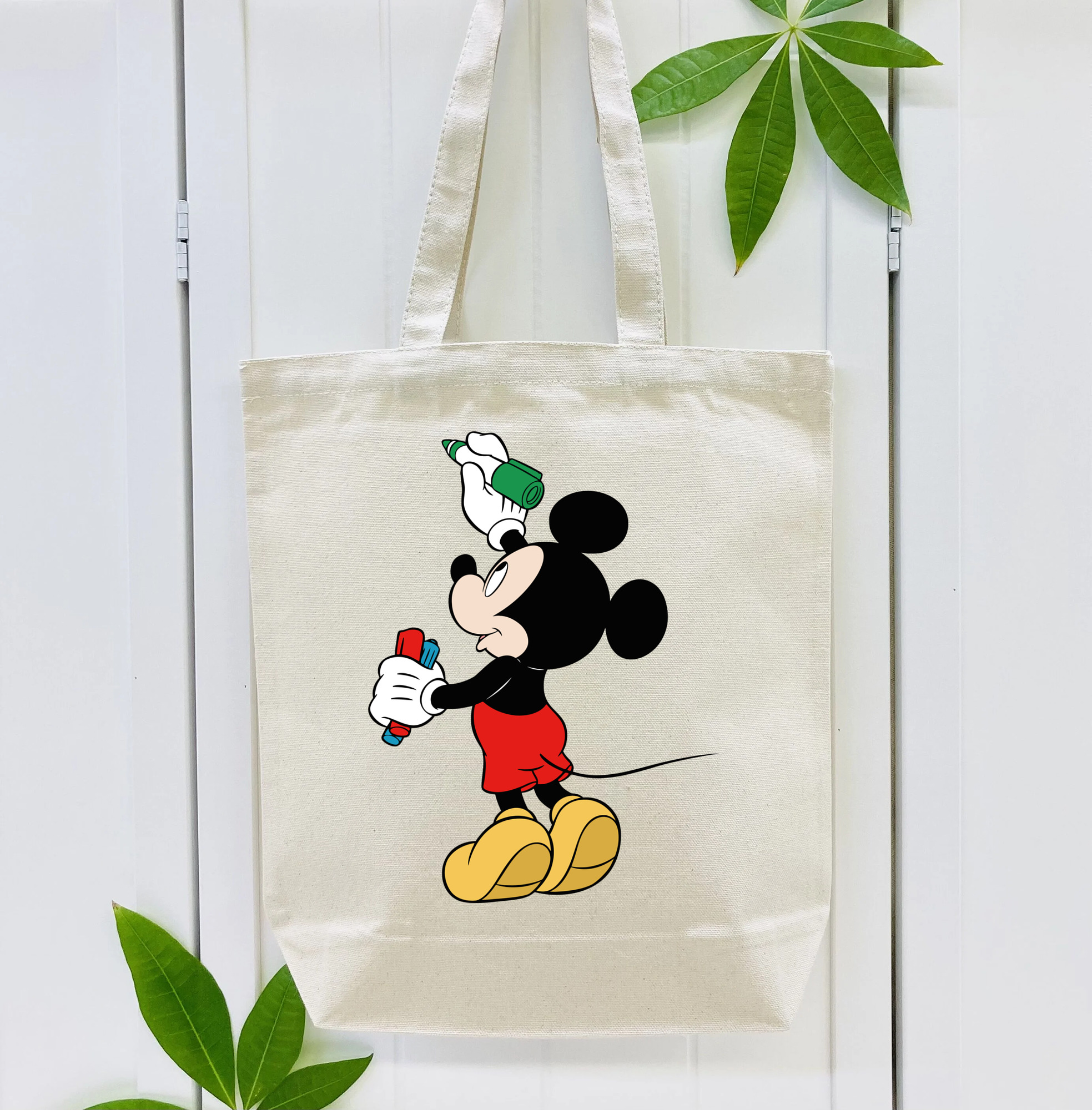 ミッキーマウス Mickey Mouse 縦型キャンバス生地手提げバッグ　トートバッグ