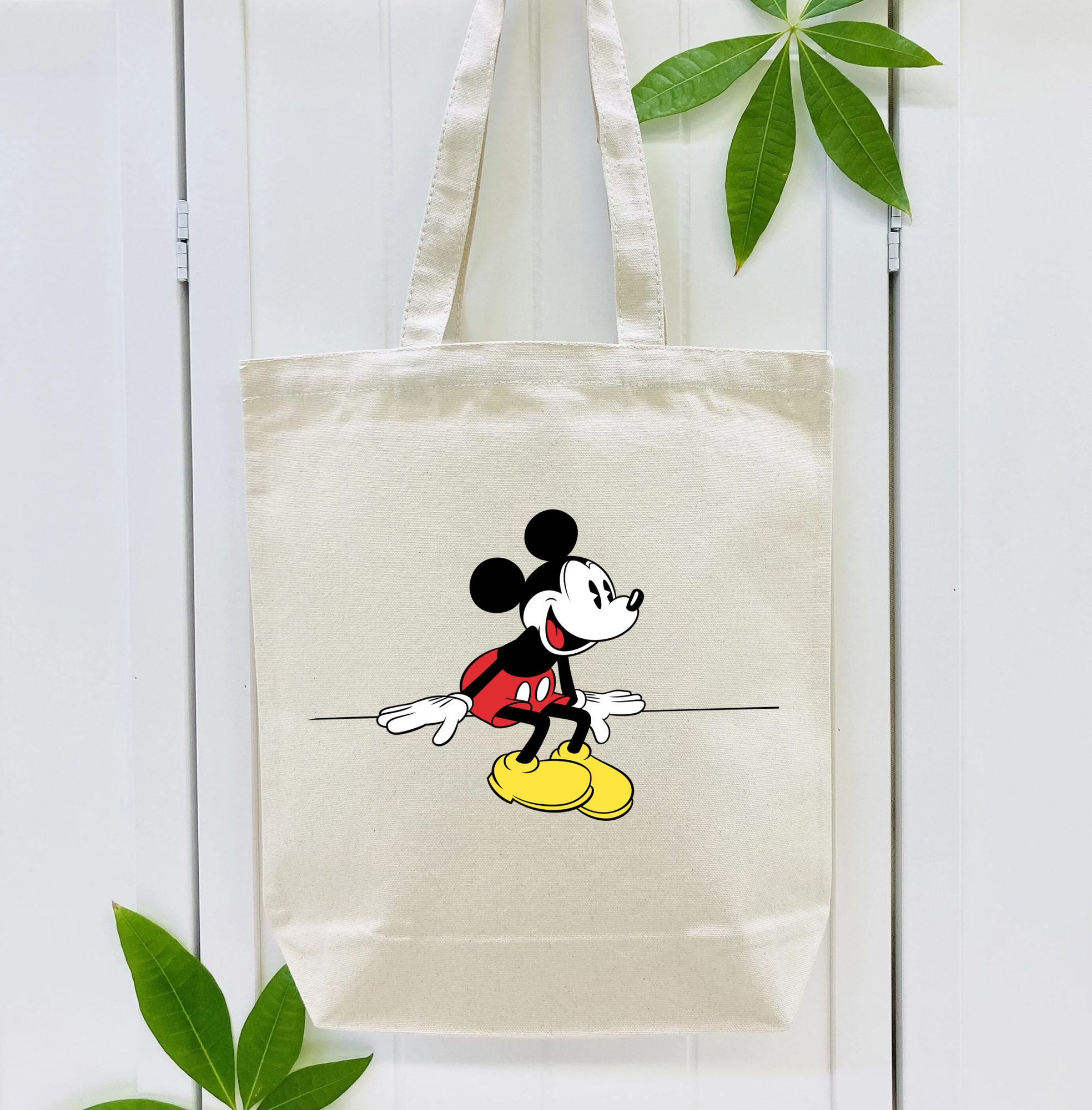 ミッキーマウス Mickey Mouse 縦型キャンバス生地手提げバッグ　トートバッグ