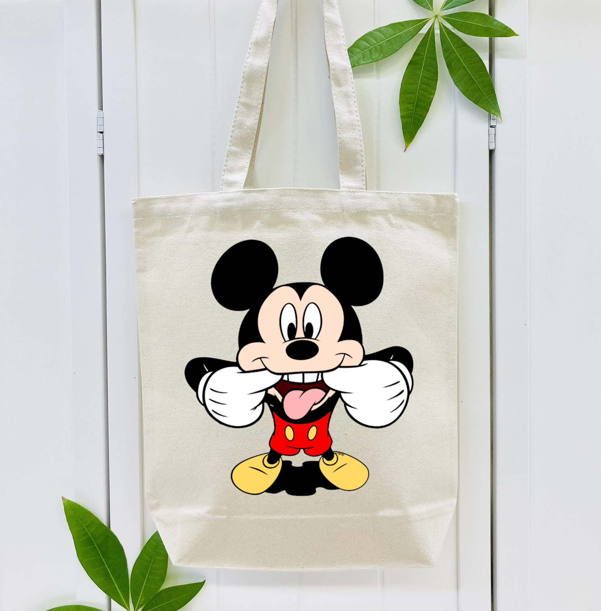 ミッキーマウス Mickey Mouse 縦型キャンバス生地手提げバッグ　トートバッグ