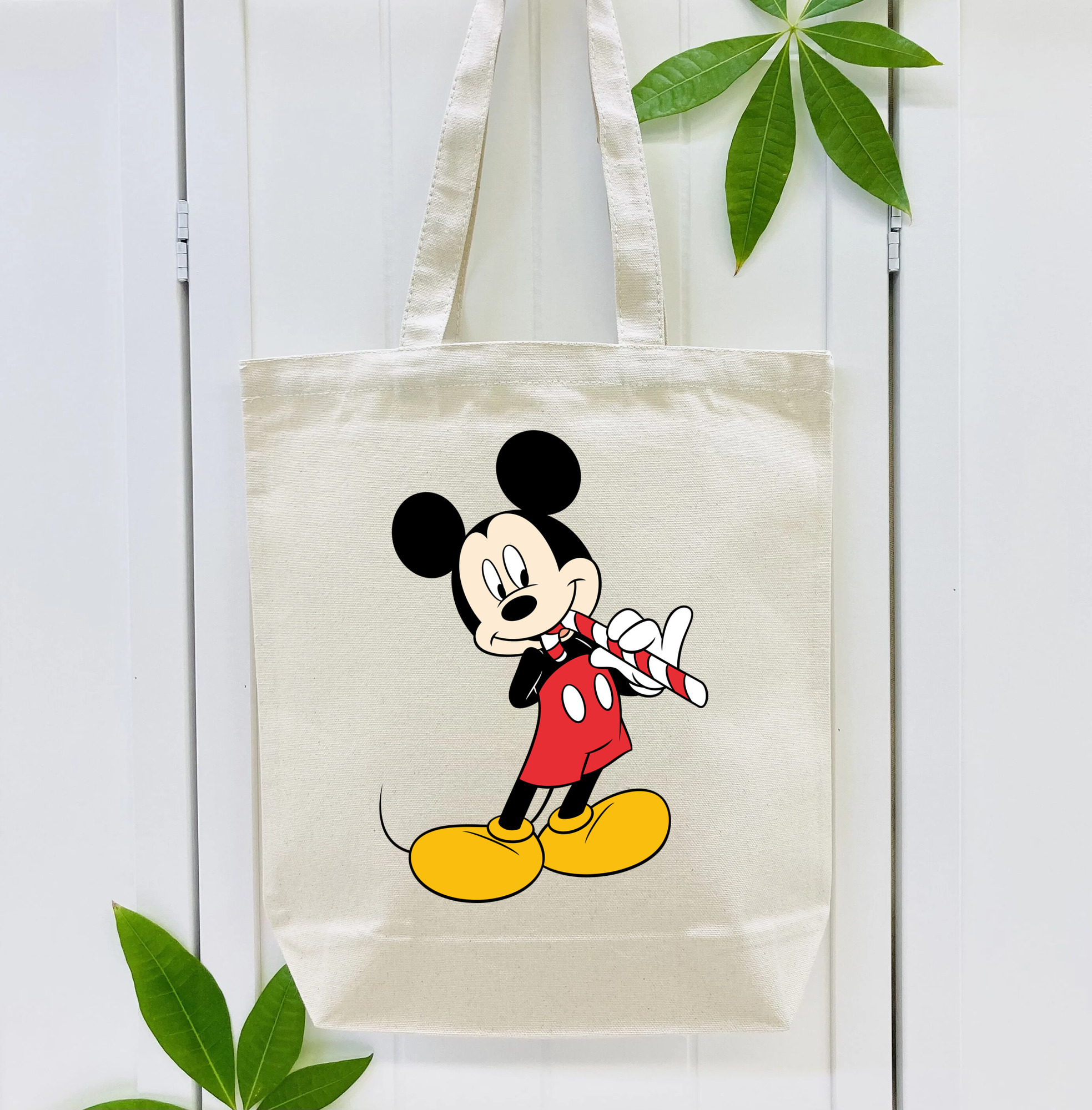 ミッキーマウス Mickey Mouse 縦型キャンバス生地手提げバッグ　トートバッグ