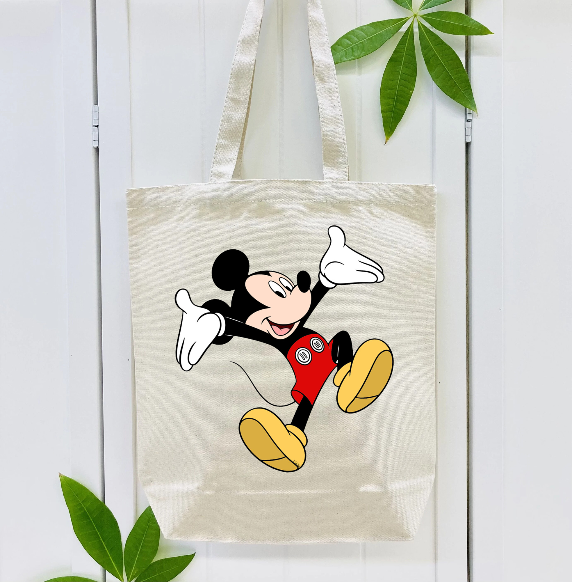 ミッキーマウス Mickey Mouse 縦型キャンバス生地手提げバッグ　トートバッグ