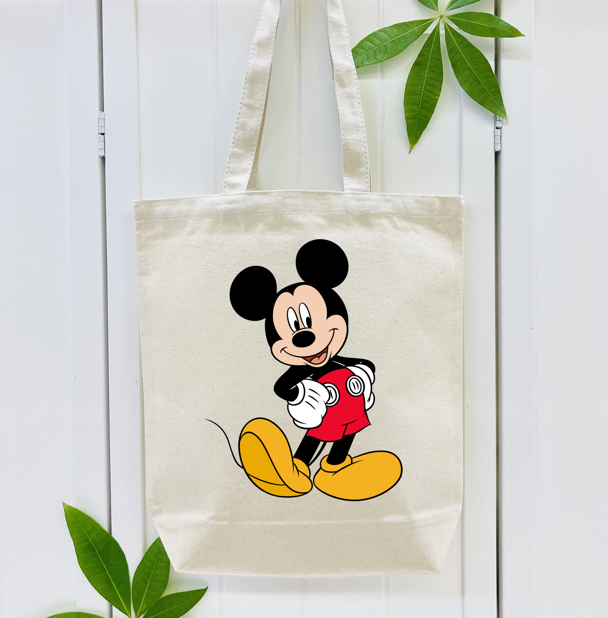 ミッキーマウス Mickey Mouse 縦型キャンバス生地手提げバッグ　トートバッグ