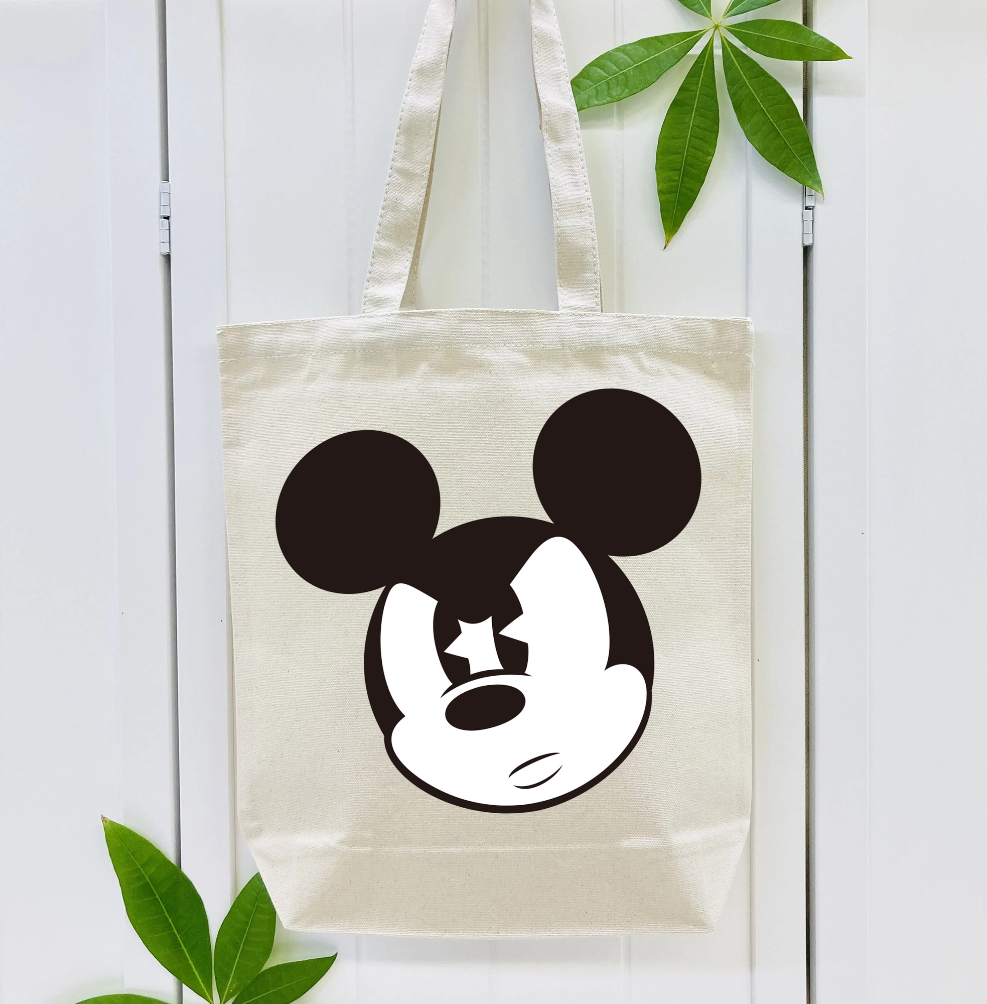 ミッキーマウス Mickey Mouse 縦型キャンバス生地手提げバッグ　トートバッグ