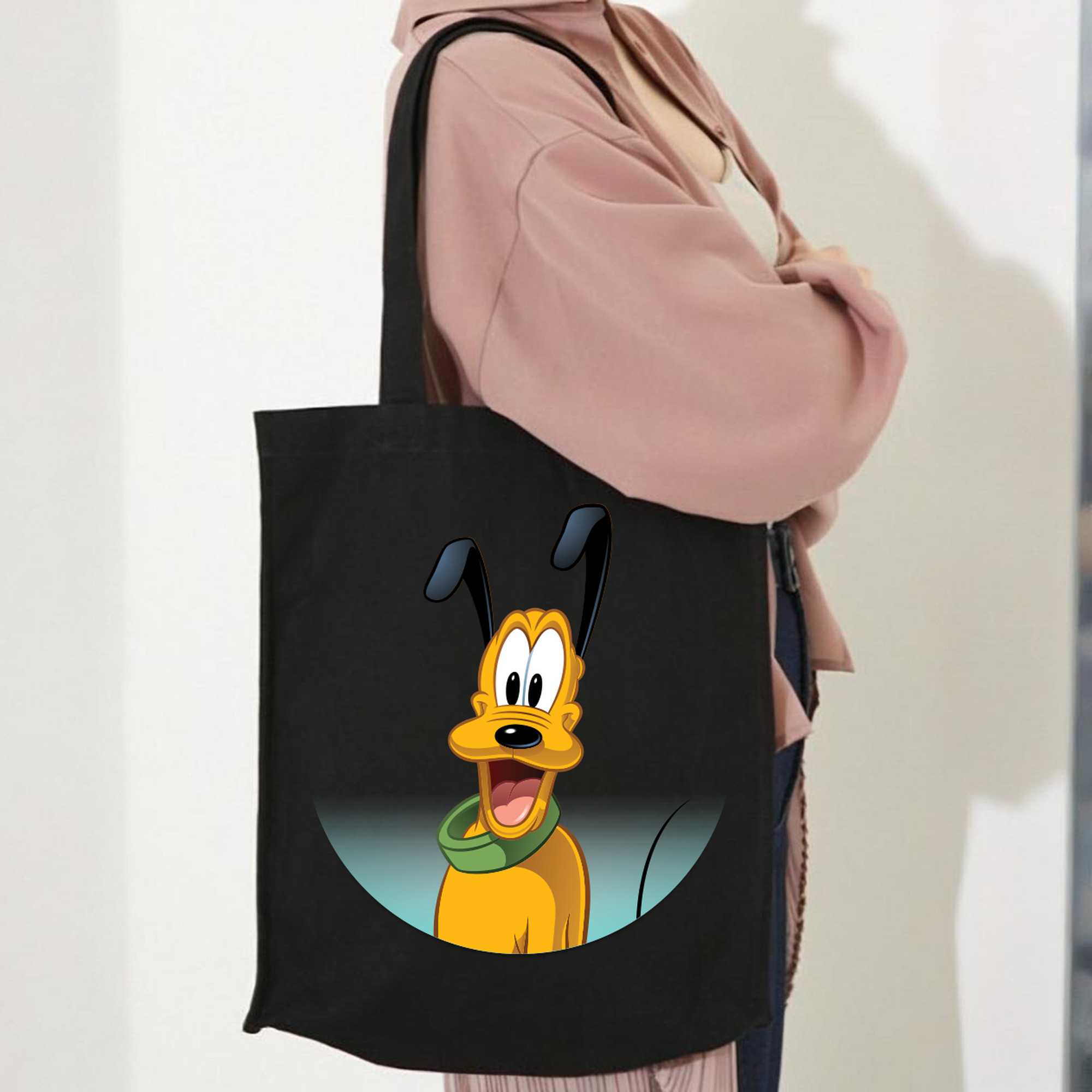 ミッキーマウス Mickey Mouse 縦型キャンバス生地手提げバッグ　トートバッグ