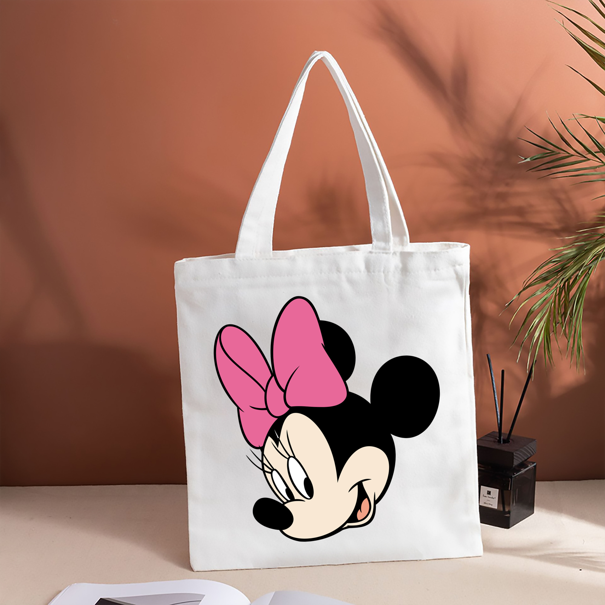 ミッキーマウス Mickey Mouse 縦型キャンバス生地手提げバッグ　トートバッグ