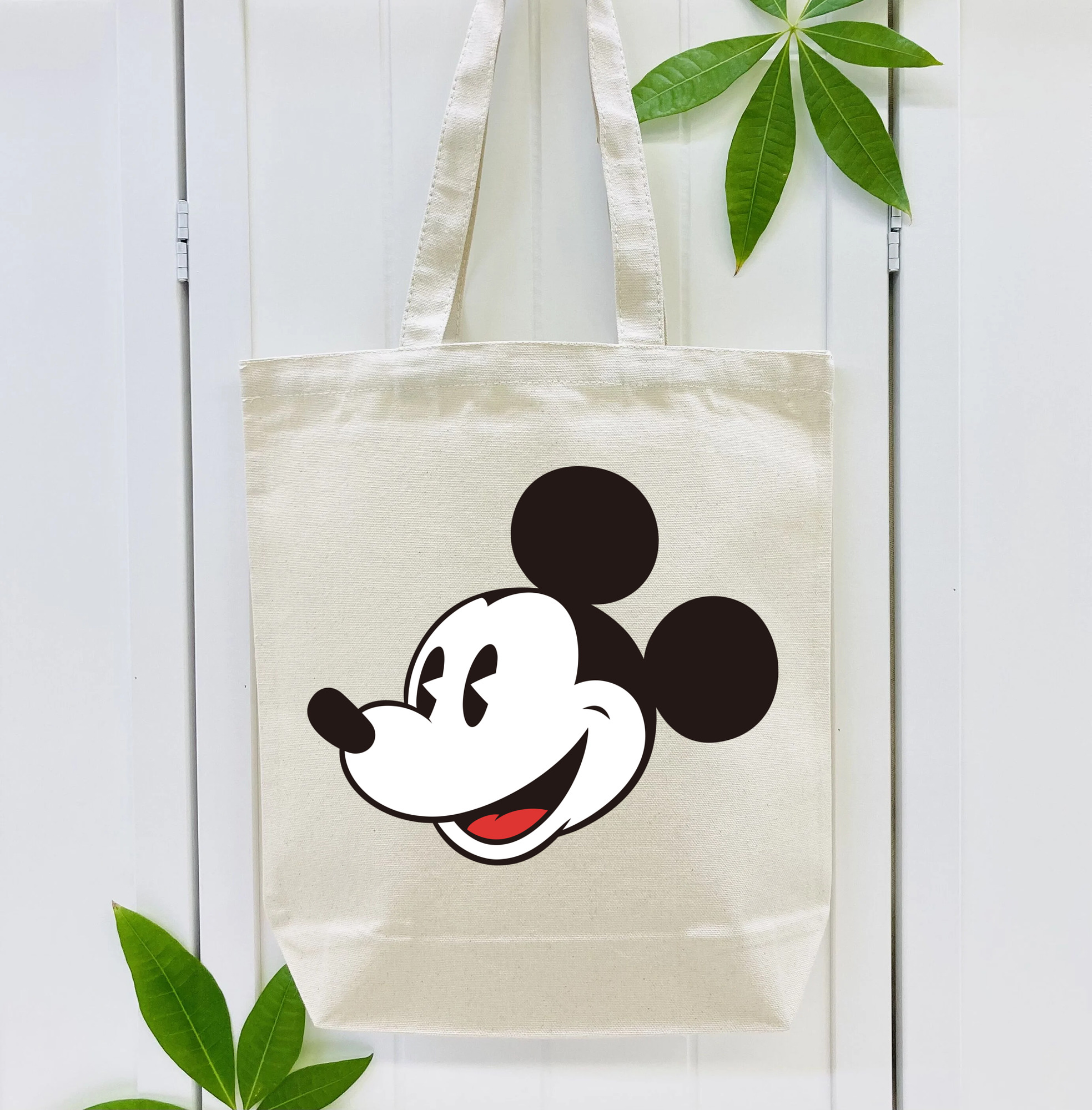 ミッキーマウス Mickey Mouse 縦型キャンバス生地手提げバッグ　トートバッグ