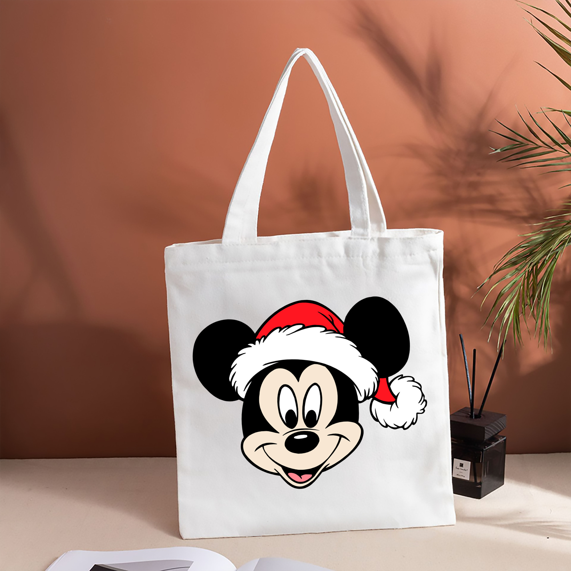 ミッキーマウス Mickey Mouse 縦型キャンバス生地手提げバッグ　トートバッグ