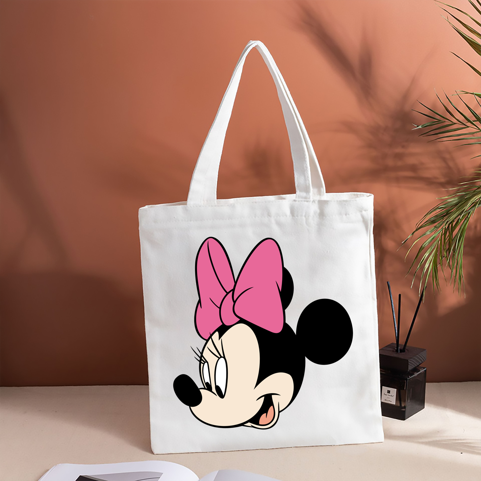 ミッキーマウス Mickey Mouse 縦型キャンバス生地手提げバッグ　トートバッグ