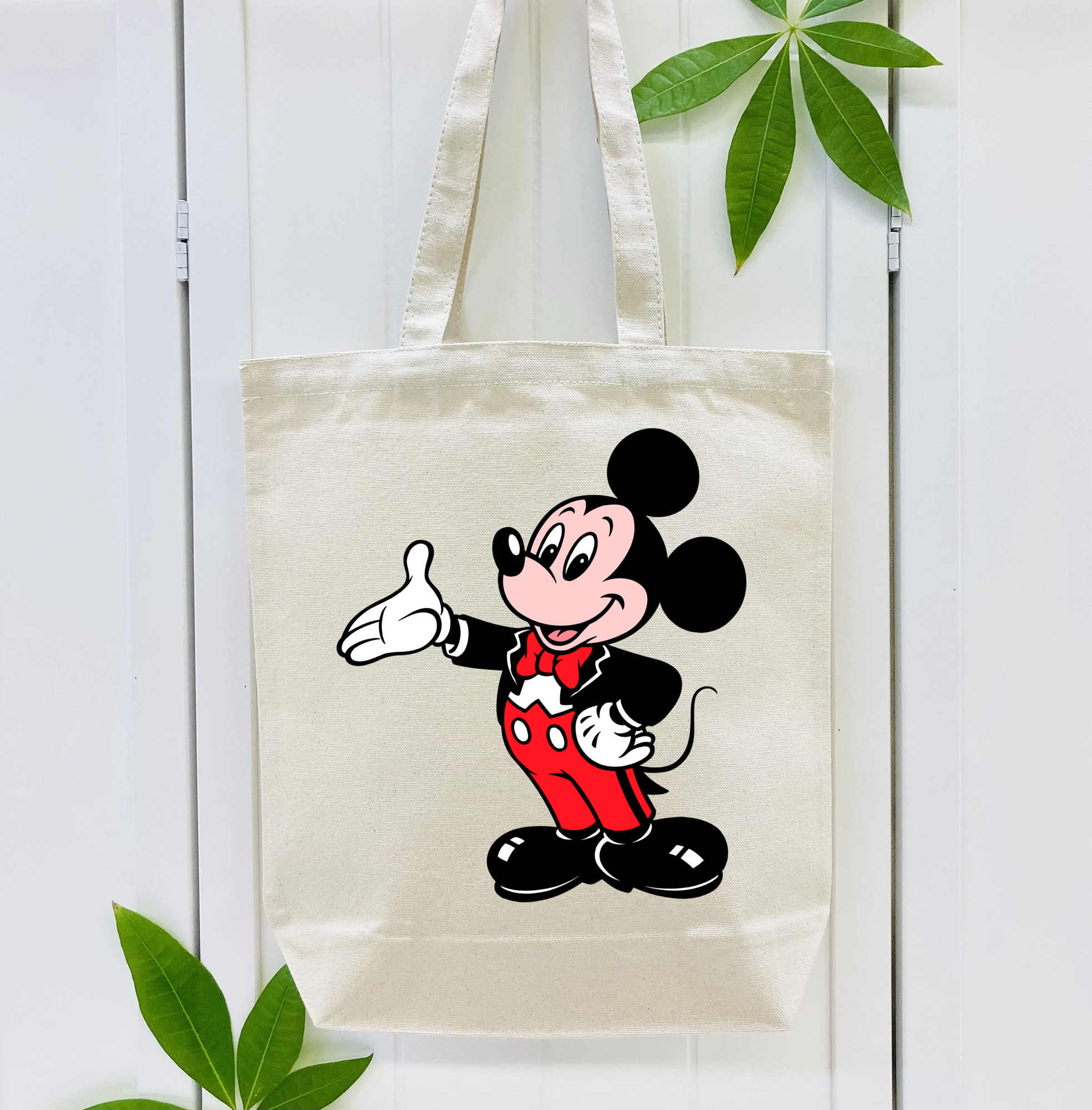 ミッキーマウス Mickey Mouse 縦型キャンバス生地手提げバッグ　トートバッグ