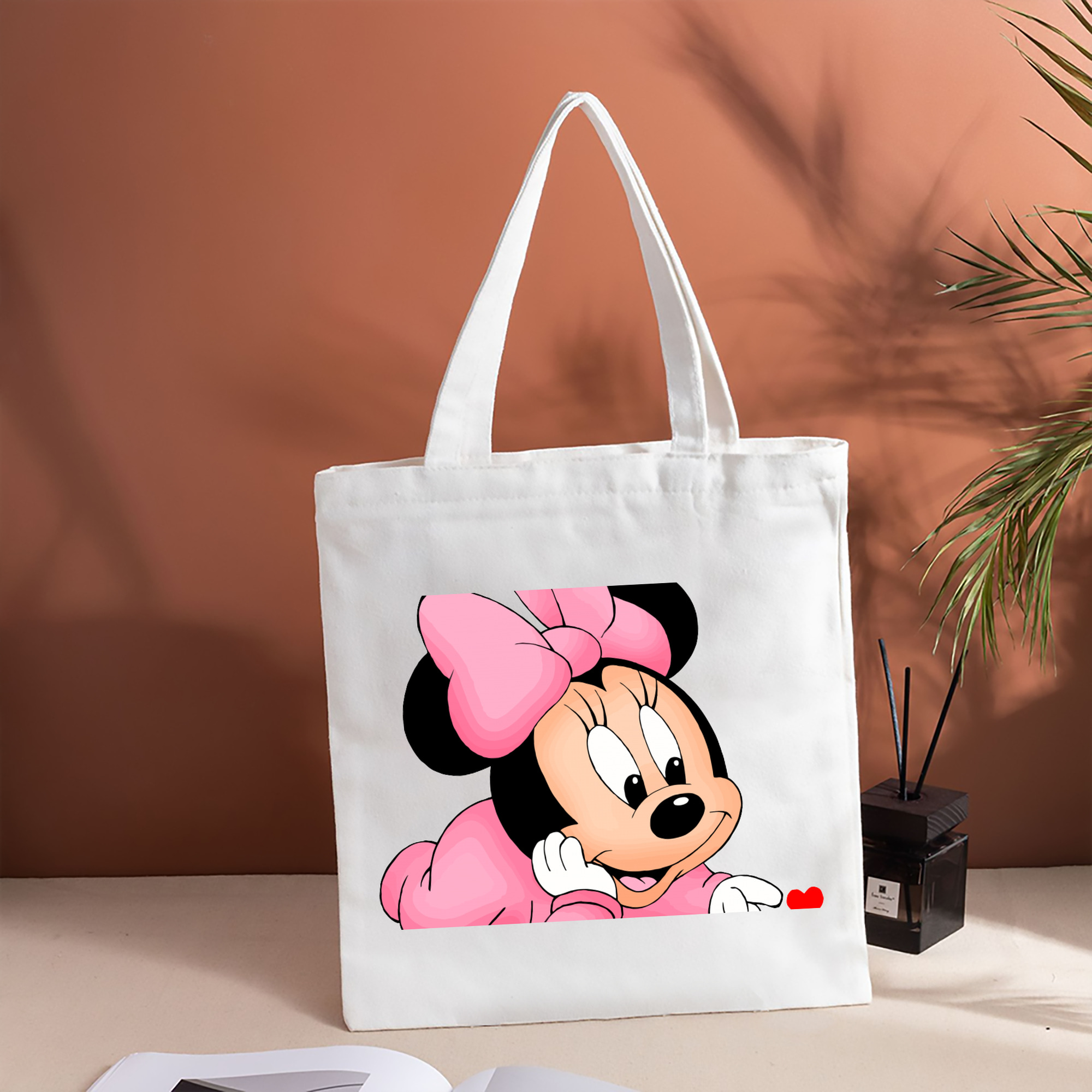 ミッキーマウス Mickey Mouse 縦型キャンバス生地手提げバッグ　トートバッグ