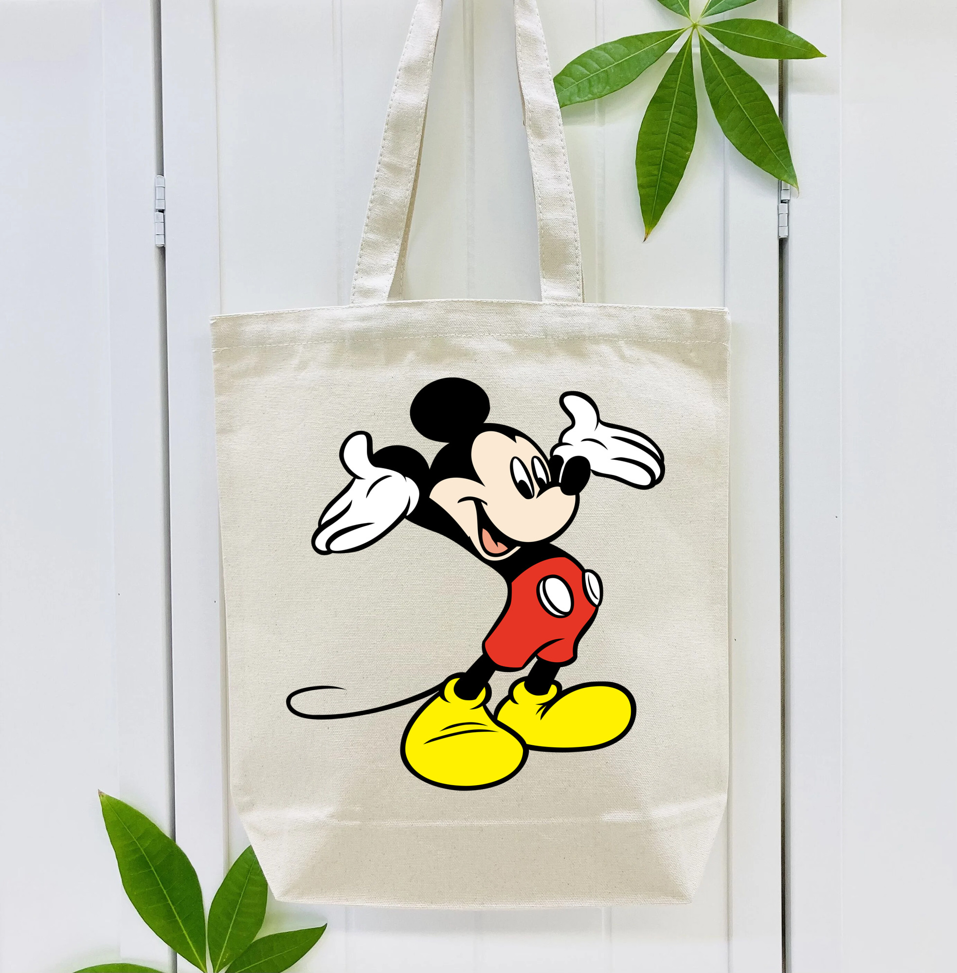 ミッキーマウス Mickey Mouse 縦型キャンバス生地手提げバッグ　トートバッグ