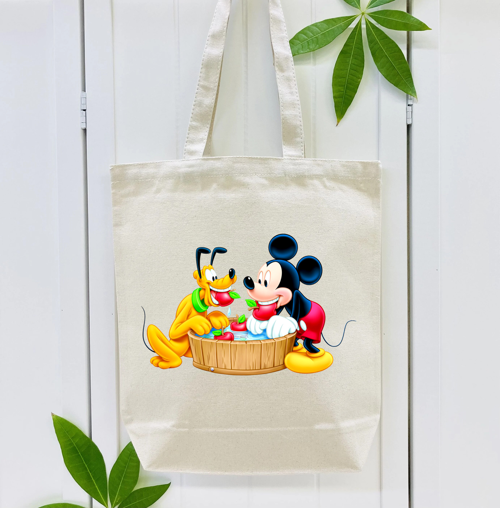 ミッキーマウス Mickey Mouse 縦型キャンバス生地手提げバッグ　トートバッグ