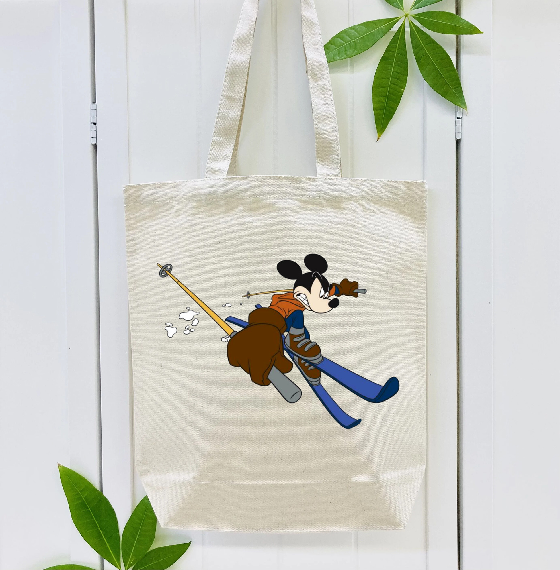ミッキーマウス Mickey Mouse 縦型キャンバス生地手提げバッグ　トートバッグ