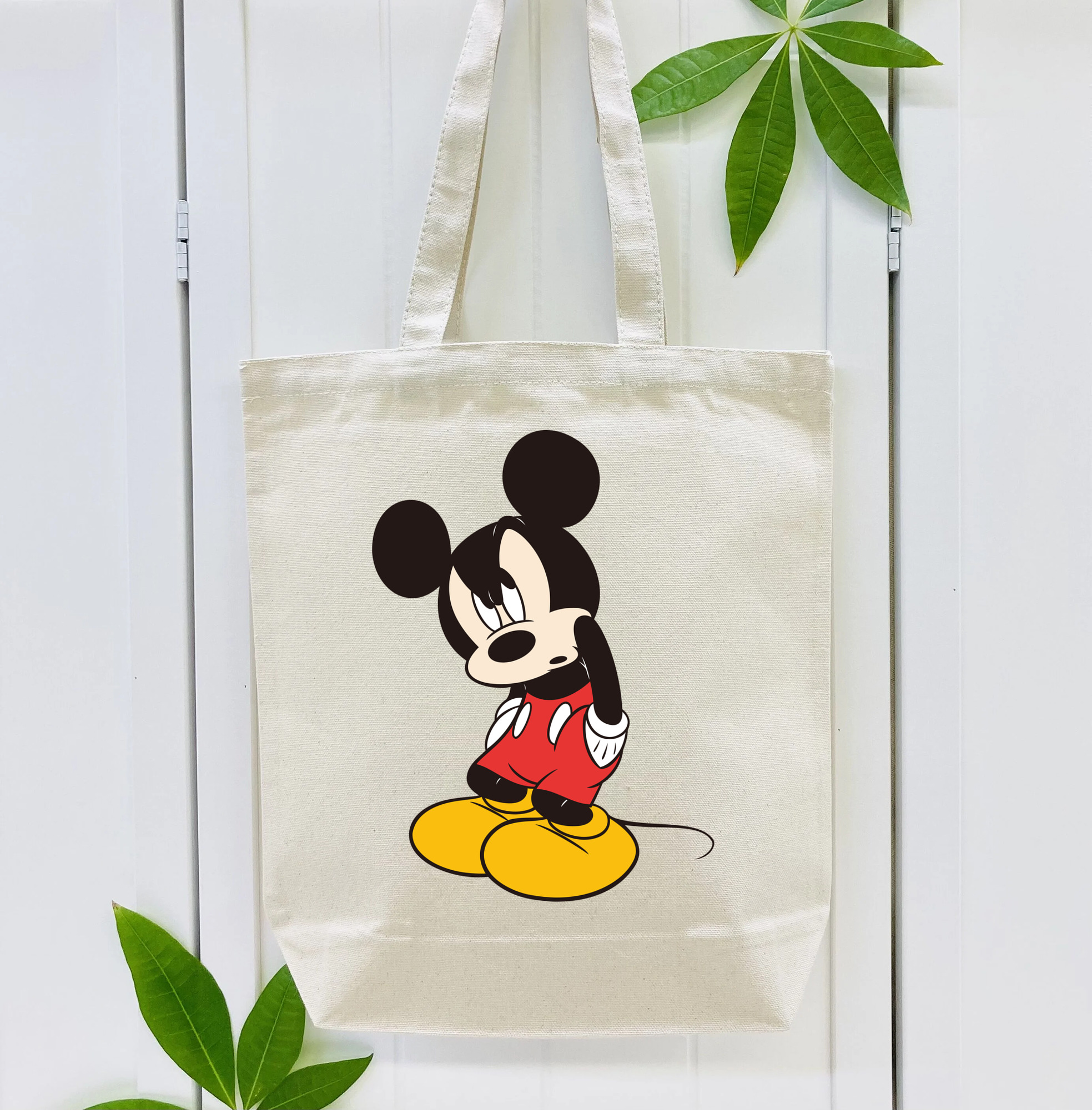 ミッキーマウス Mickey Mouse 縦型キャンバス生地手提げバッグ　トートバッグ