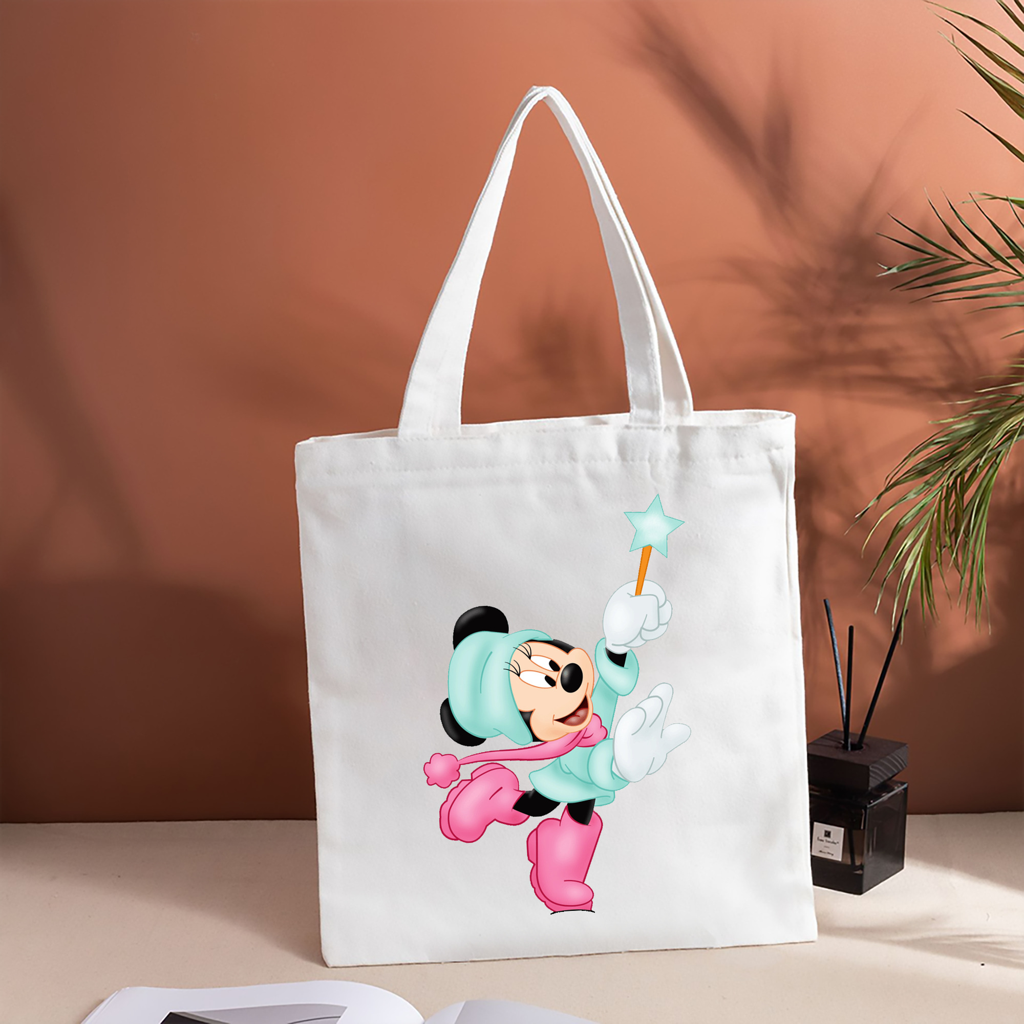 ミッキーマウス Mickey Mouse 縦型キャンバス生地手提げバッグ　トートバッグ