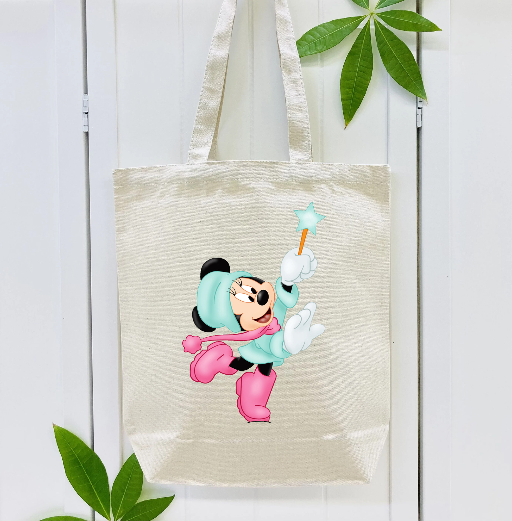 ミッキーマウス Mickey Mouse 縦型キャンバス生地手提げバッグ　トートバッグ