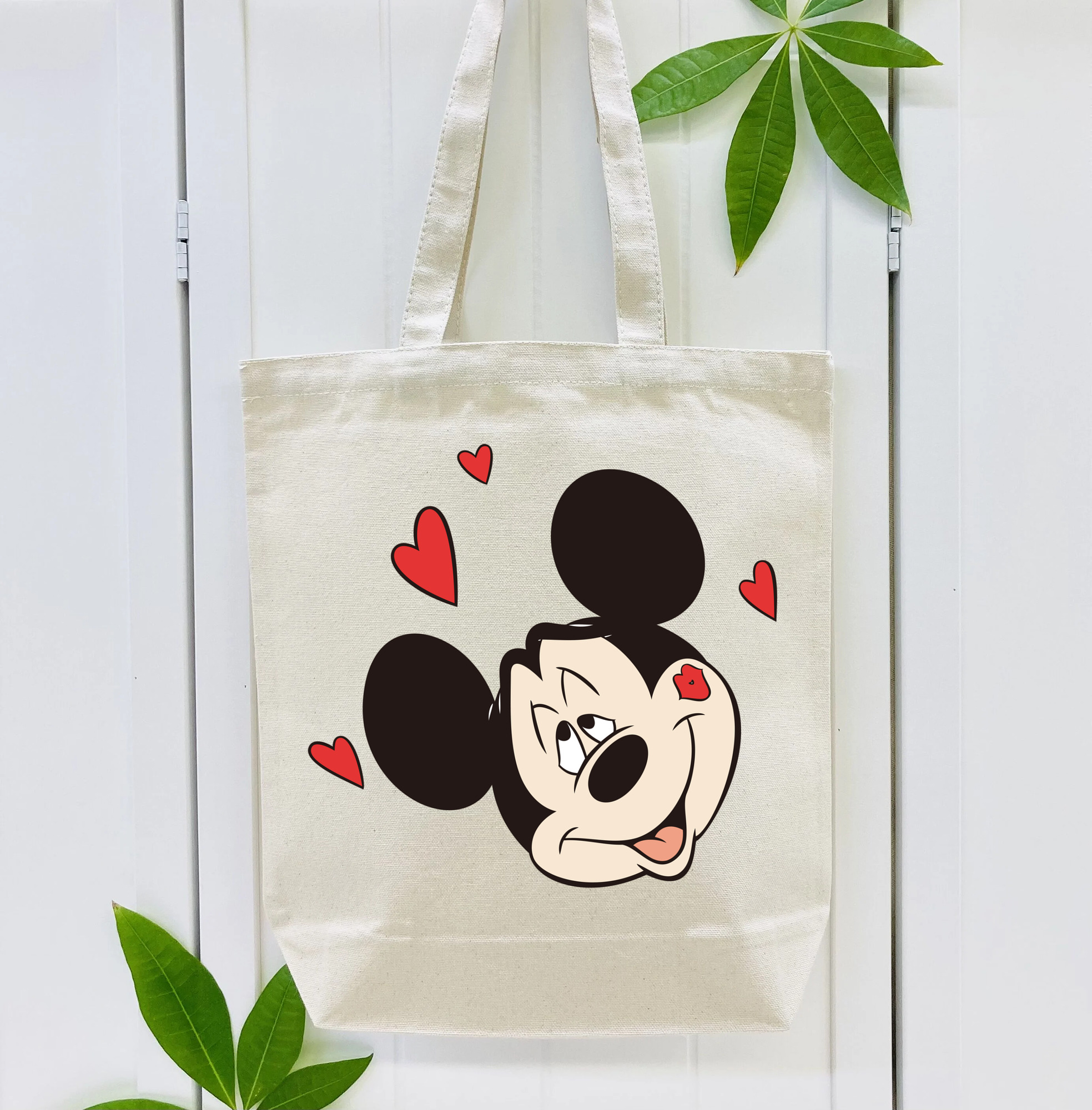 ミッキーマウス Mickey Mouse 縦型キャンバス生地手提げバッグ　トートバッグ
