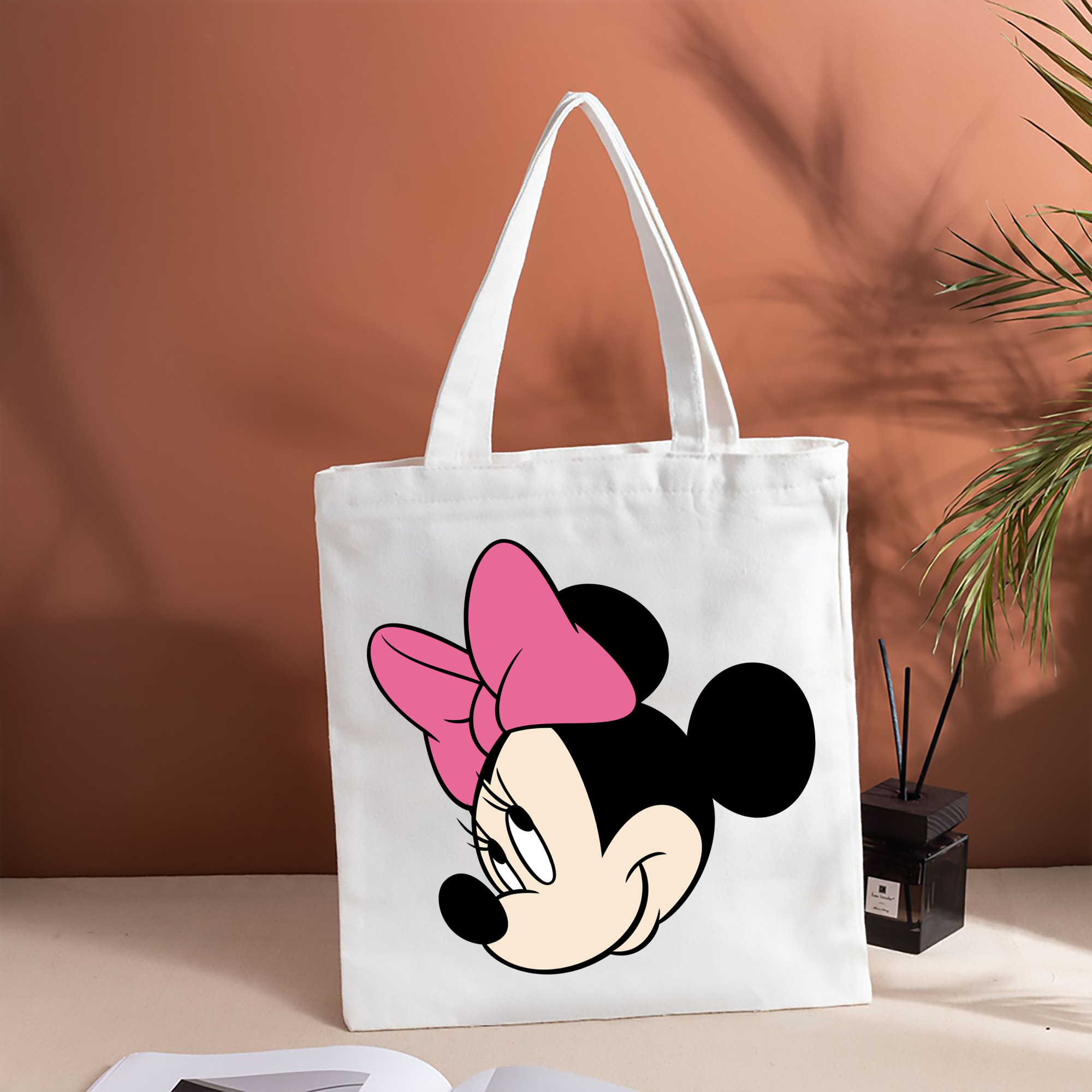 ミッキーマウス Mickey Mouse 縦型キャンバス生地手提げバッグ　トートバッグ