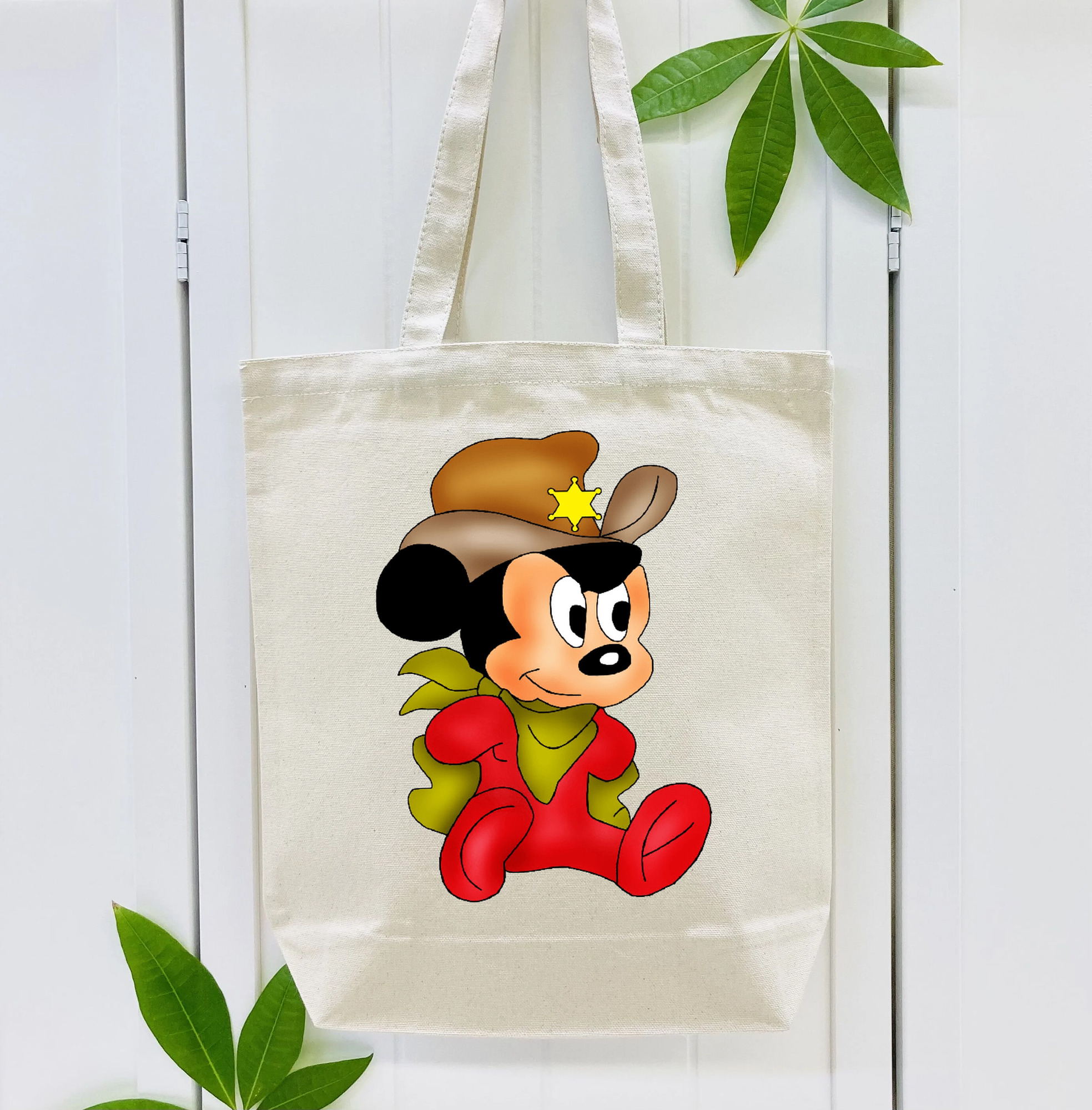 ミッキーマウス Mickey Mouse 縦型キャンバス生地手提げバッグ　トートバッグ