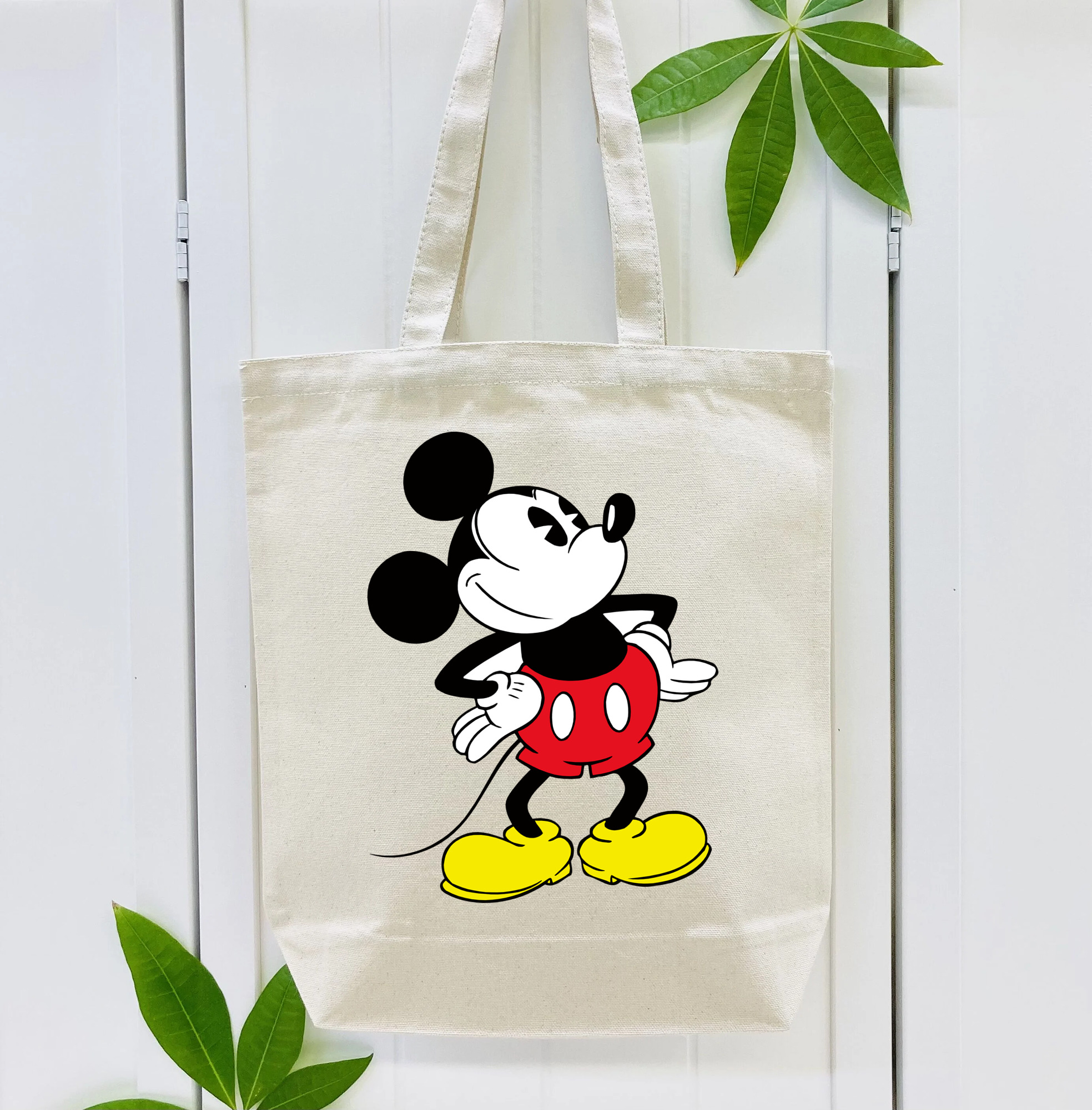 ミッキーマウス Mickey Mouse 縦型キャンバス生地手提げバッグ　トートバッグ