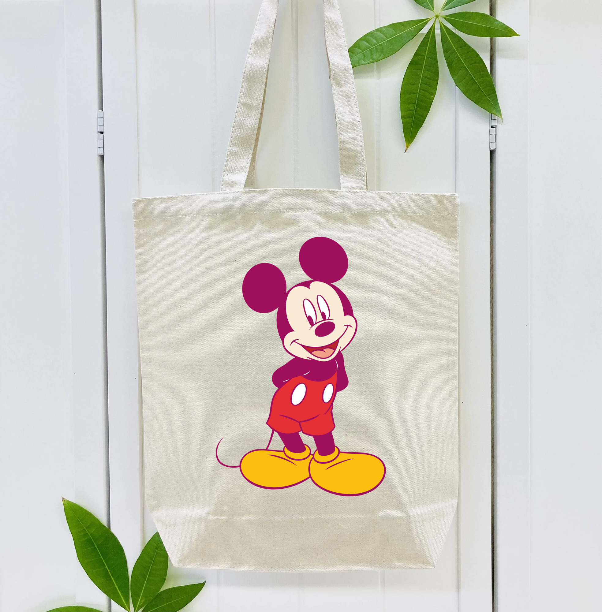ミッキーマウス Mickey Mouse 縦型キャンバス生地手提げバッグ　トートバッグ