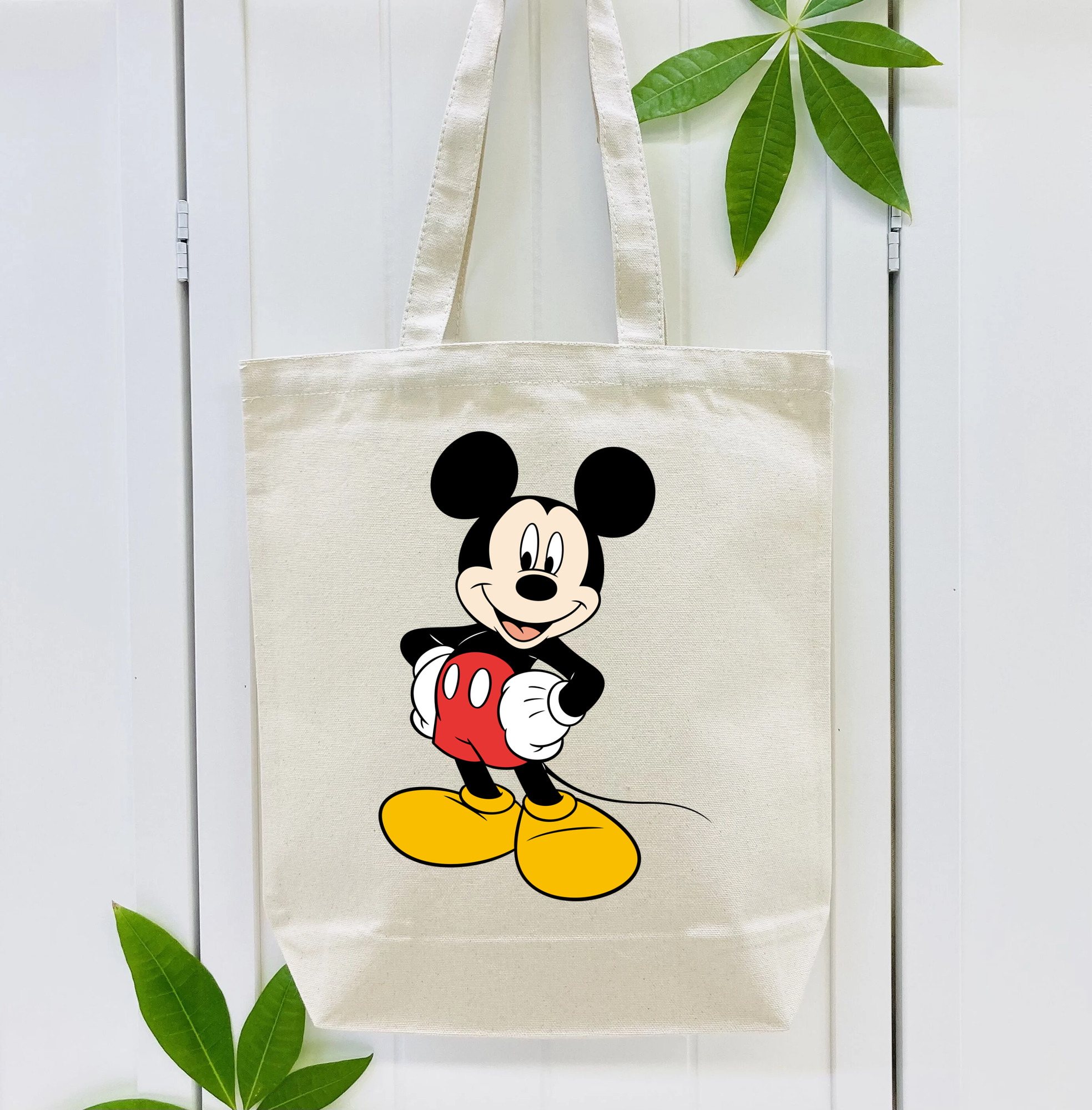 ミッキーマウス Mickey Mouse 縦型キャンバス生地手提げバッグ　トートバッグ