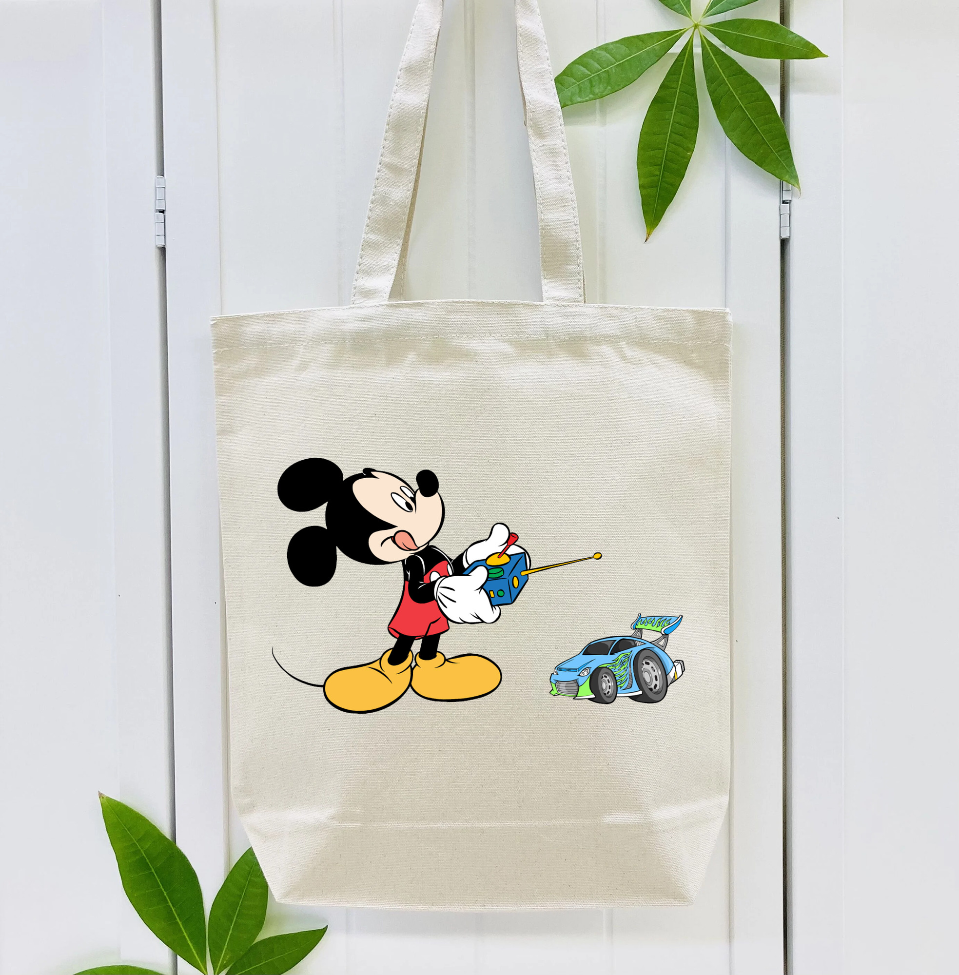 ミッキーマウス Mickey Mouse 縦型キャンバス生地手提げバッグ　トートバッグ