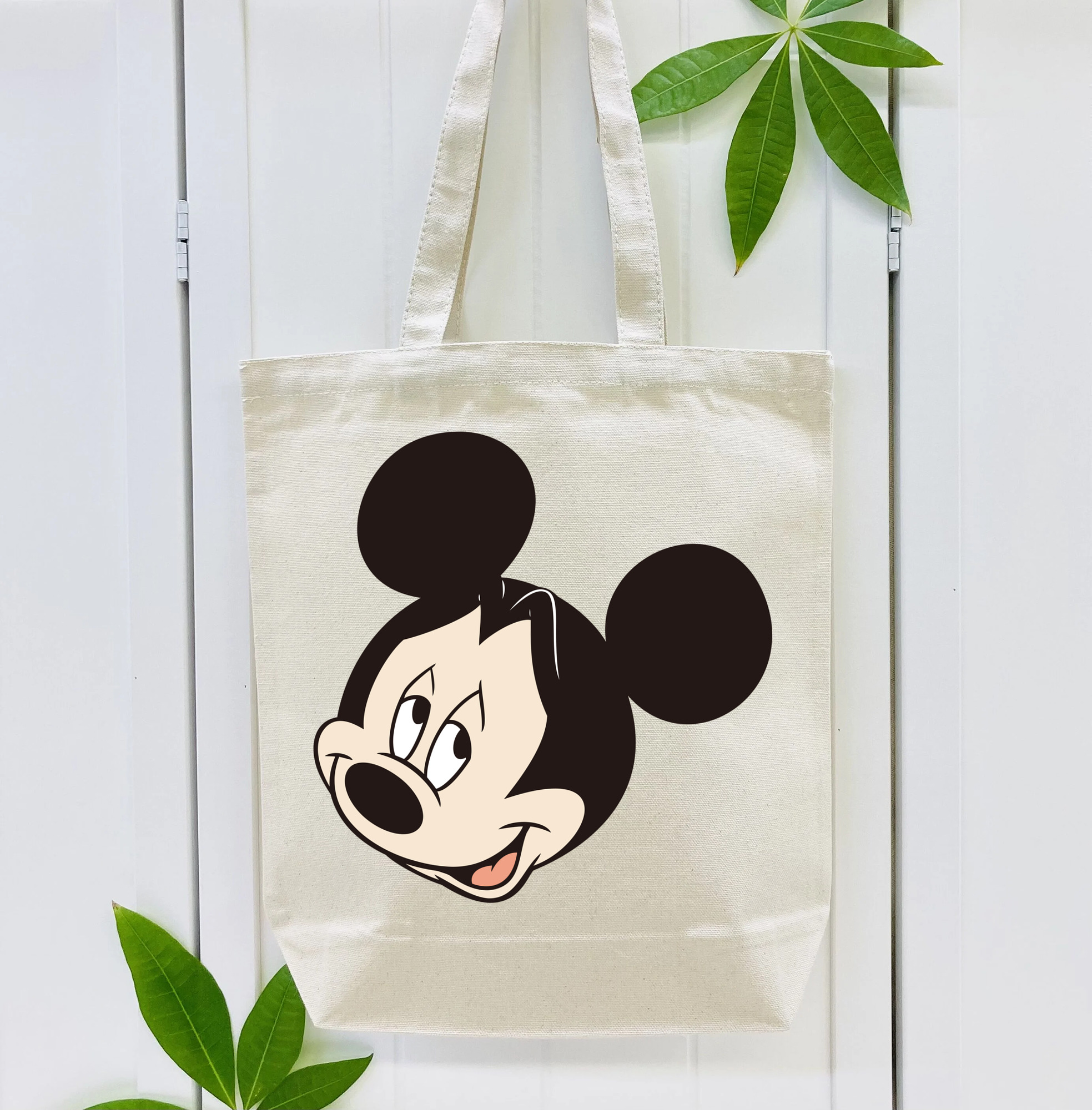 ミッキーマウス Mickey Mouse 縦型キャンバス生地手提げバッグ　トートバッグ