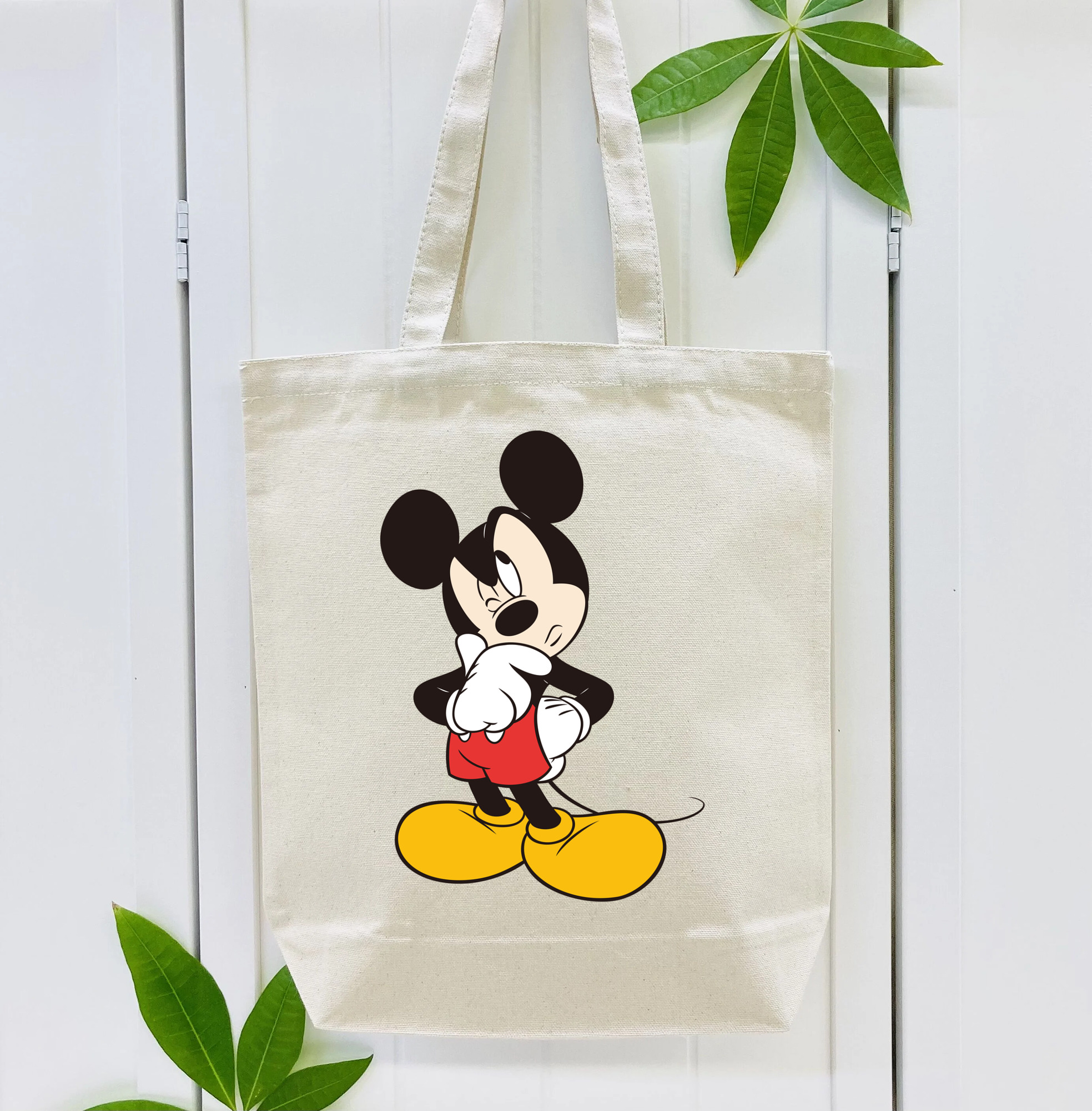 ミッキーマウス Mickey Mouse 縦型キャンバス生地手提げバッグ　トートバッグ