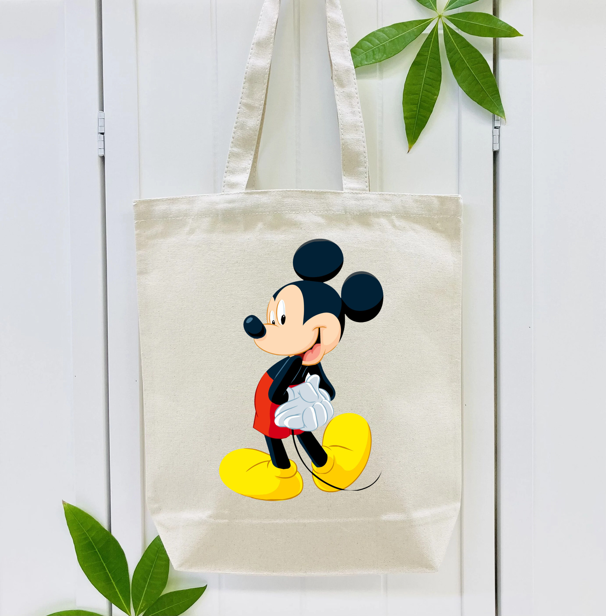 ミッキーマウス Mickey Mouse 縦型キャンバス生地手提げバッグ　トートバッグ