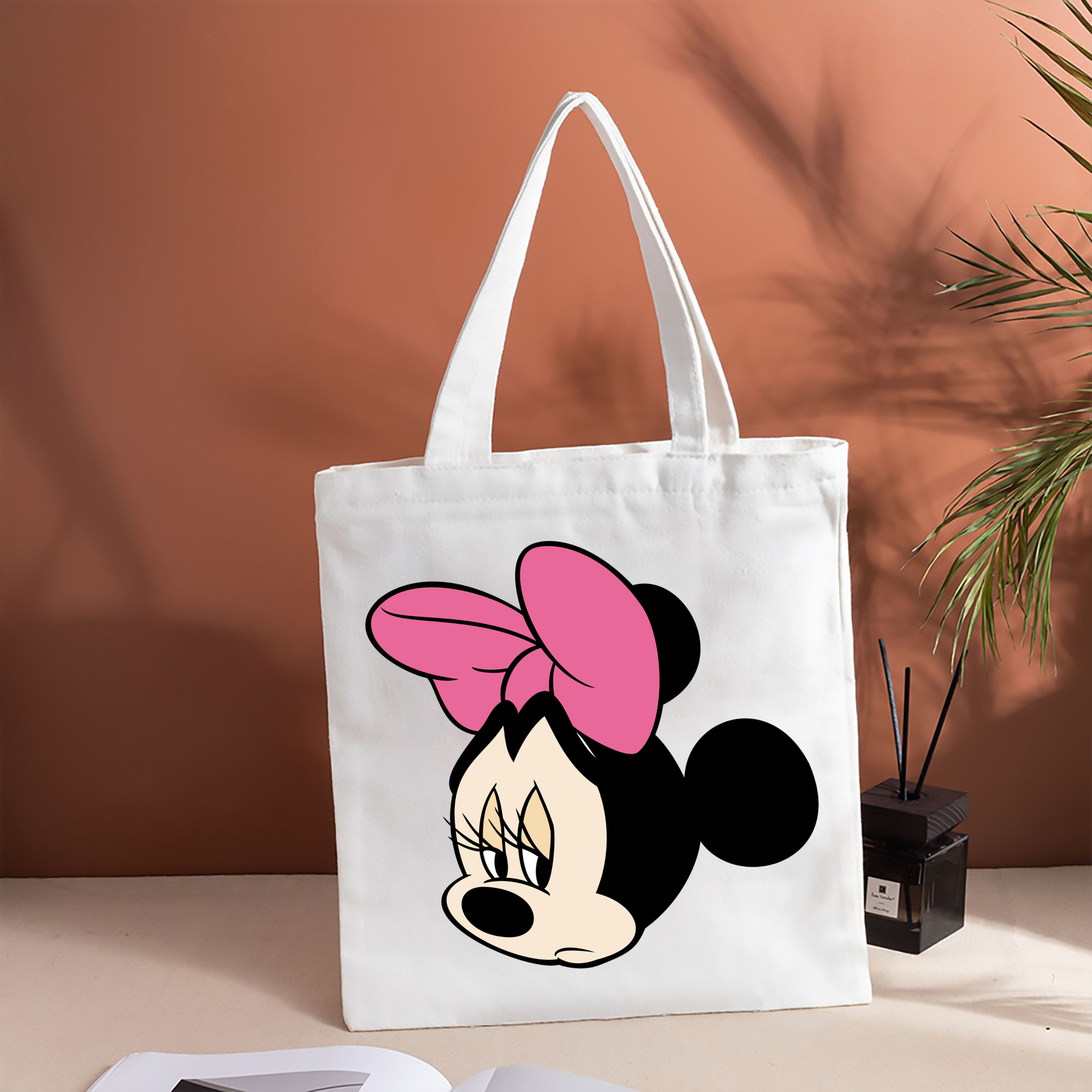 ミッキーマウス Mickey Mouse 縦型キャンバス生地手提げバッグ　トートバッグ
