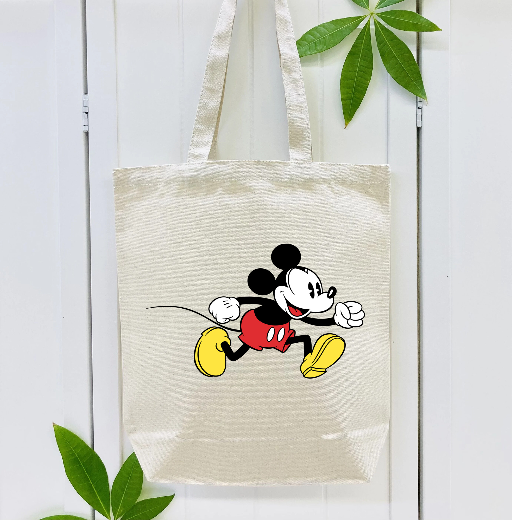ミッキーマウス Mickey Mouse 縦型キャンバス生地手提げバッグ　トートバッグ