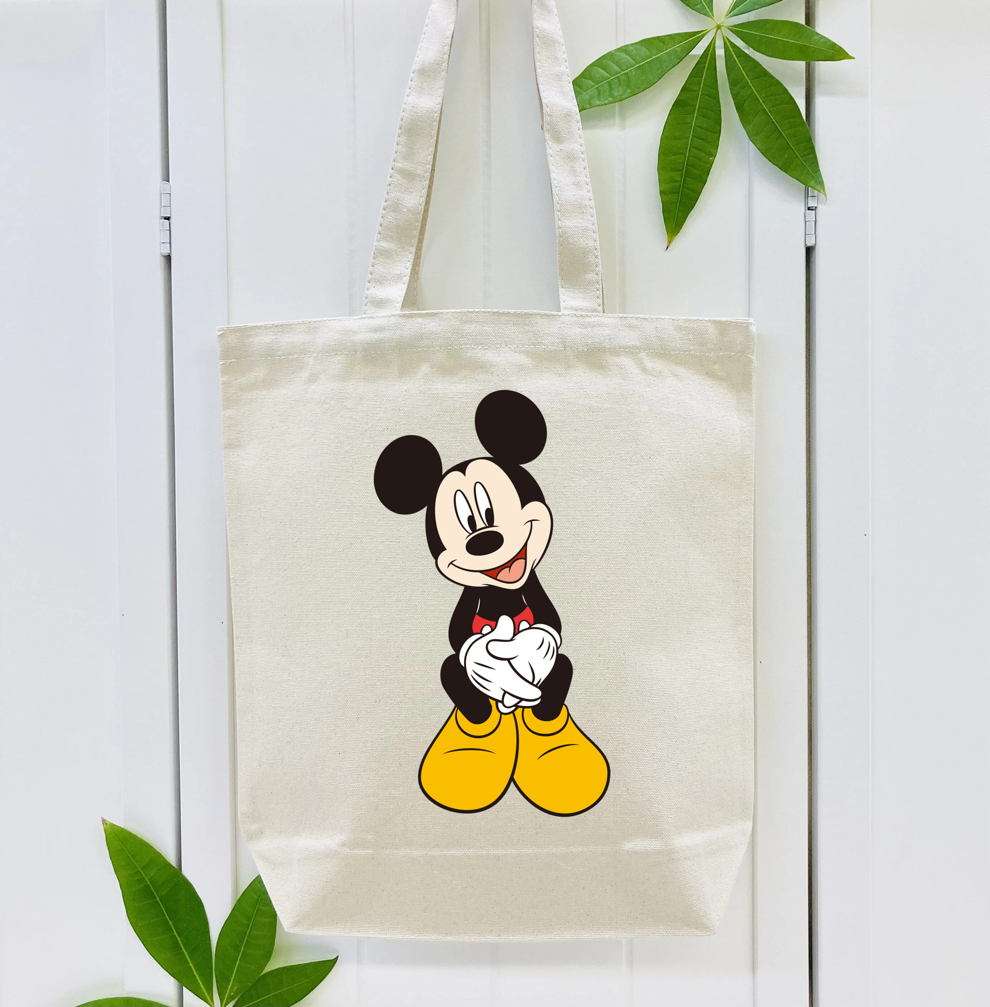 ミッキーマウス Mickey Mouse 縦型キャンバス生地手提げバッグ　トートバッグ