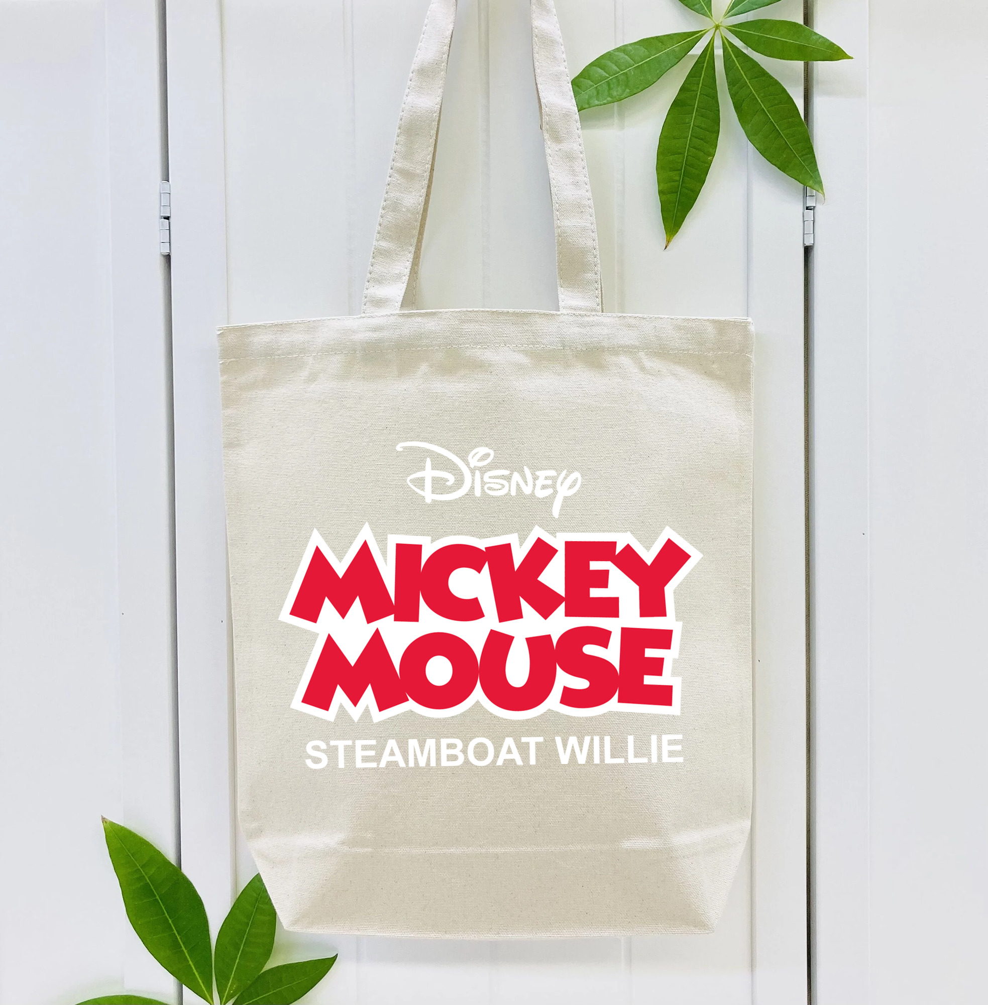 ミッキーマウス Mickey Mouse 縦型キャンバス生地手提げバッグ　トートバッグ