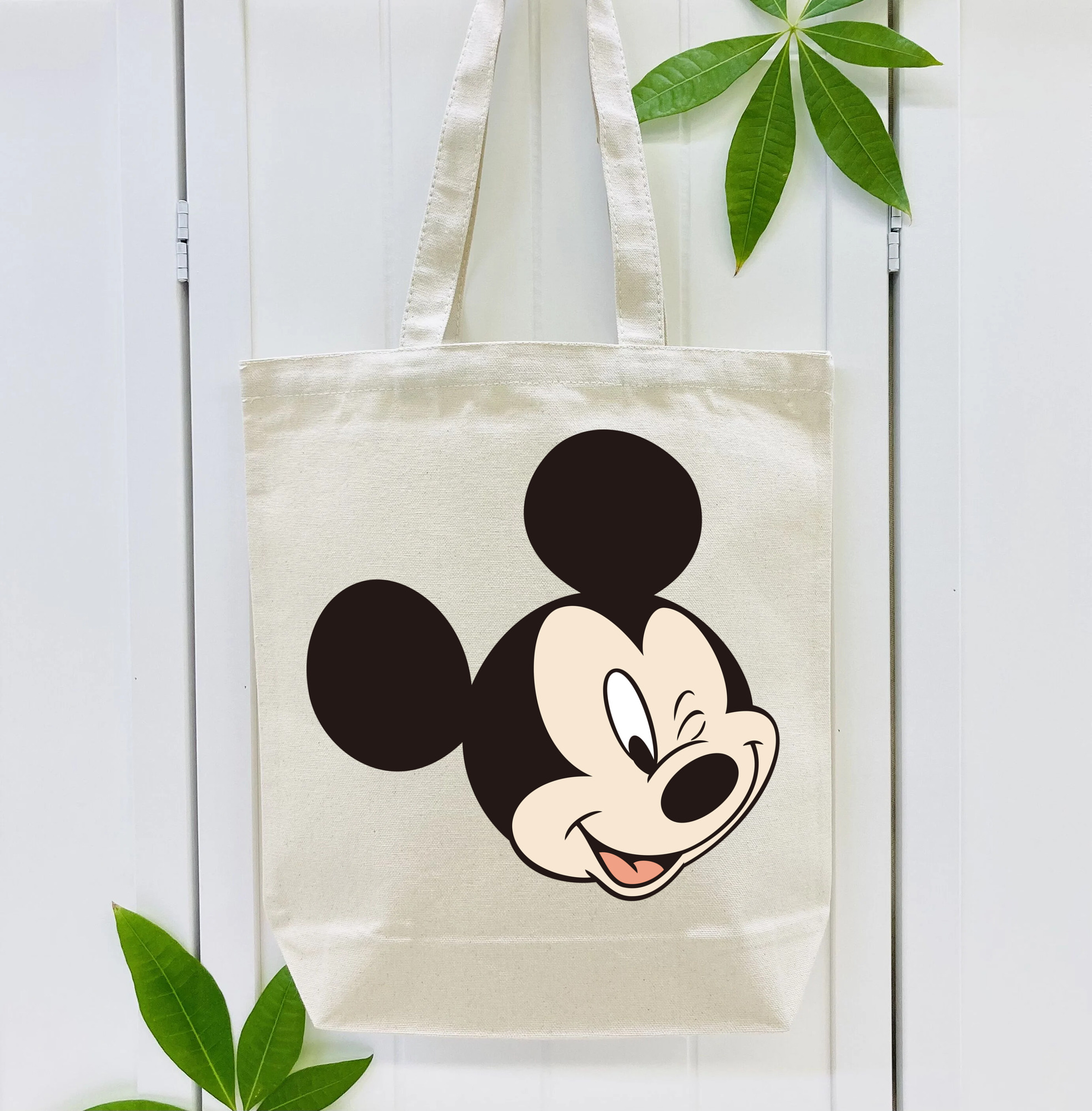 ミッキーマウス Mickey Mouse 縦型キャンバス生地手提げバッグ　トートバッグ