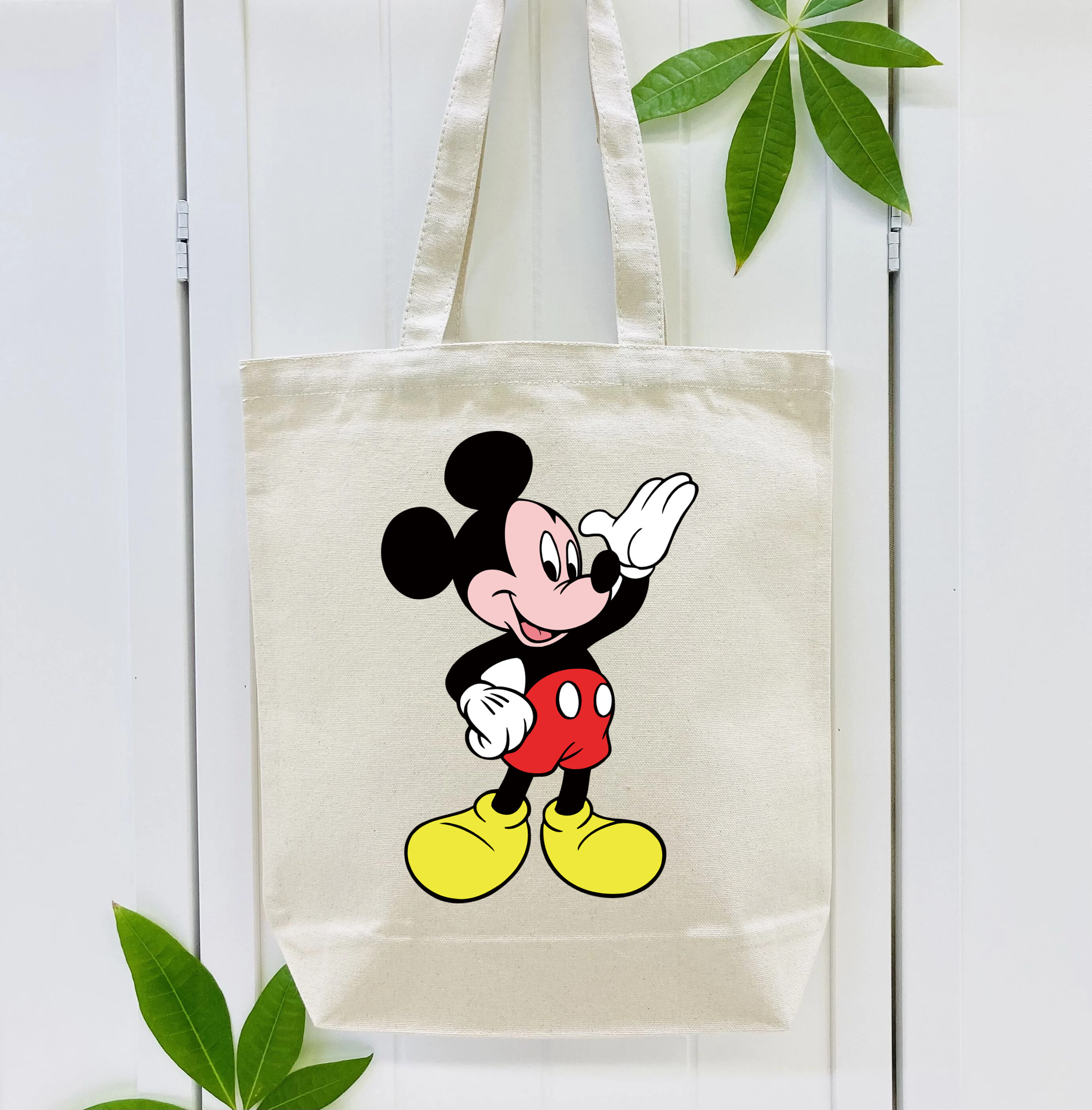ミッキーマウス Mickey Mouse 縦型キャンバス生地手提げバッグ　トートバッグ