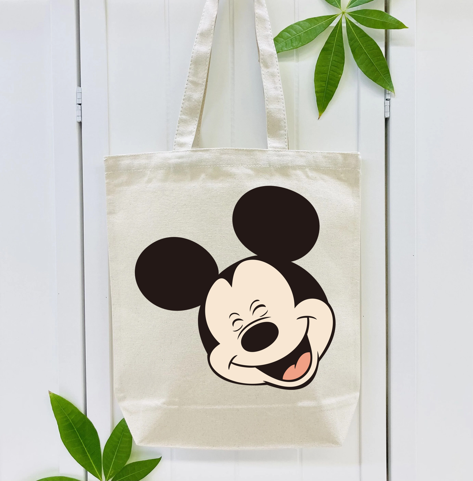 ミッキーマウス Mickey Mouse 縦型キャンバス生地手提げバッグ　トートバッグ